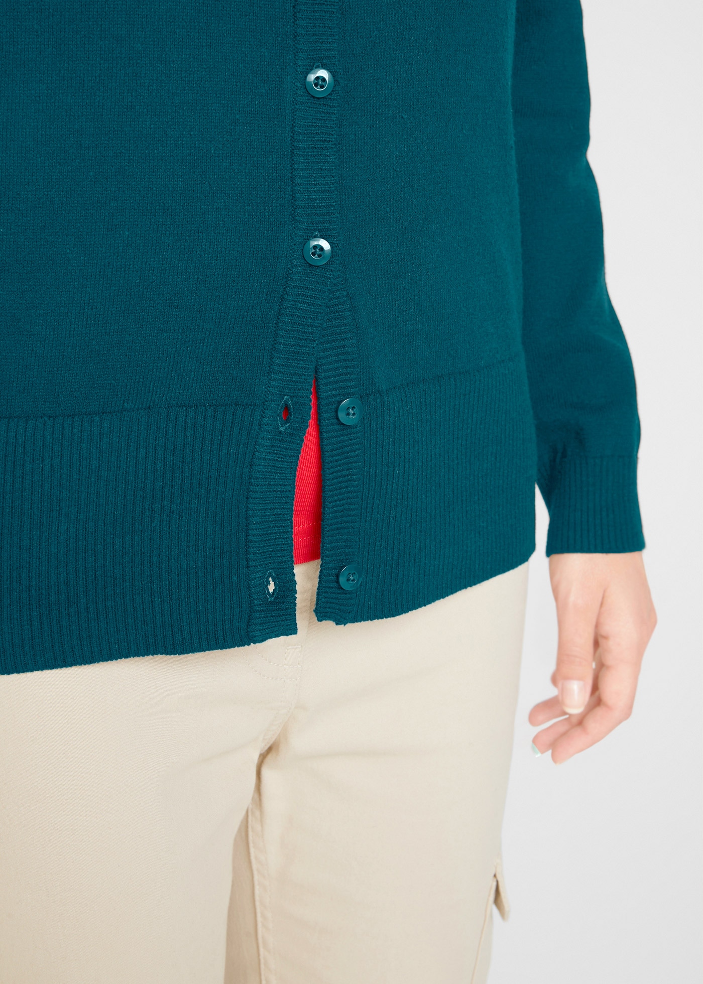 bonprix Strickjacke gerade Passform, unifarben, aus Baumwollmischung, mit Knopfleiste