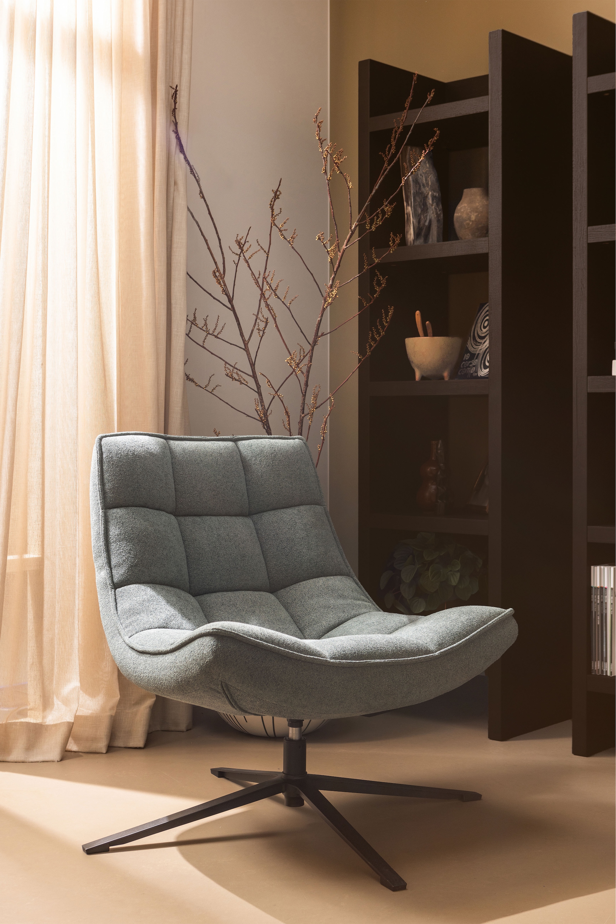 WOOOD Drehsessel »Maudi«, Metallgestell, gepolstert mit gewebtem Stoff, H 84 cm x B 74 cm