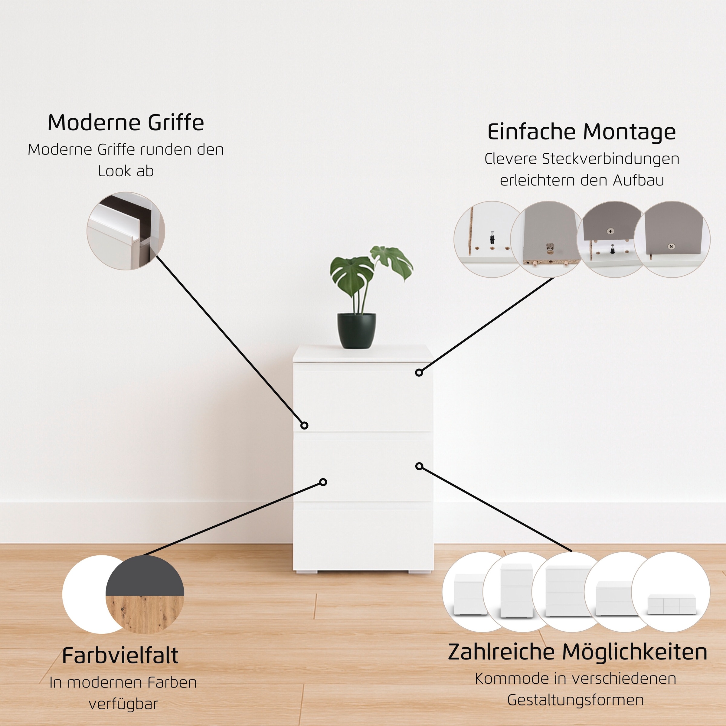 rauch Nachtkommode »Joel« Breite 40 cm,  drei praktische und geräumige Schubladen MADE IN GERMANY