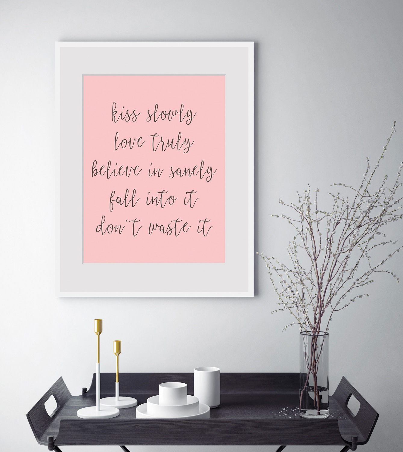 queence Bild »kiss slowly«, Sprüche & Texte, Spruch, gerahmt günstig online kaufen