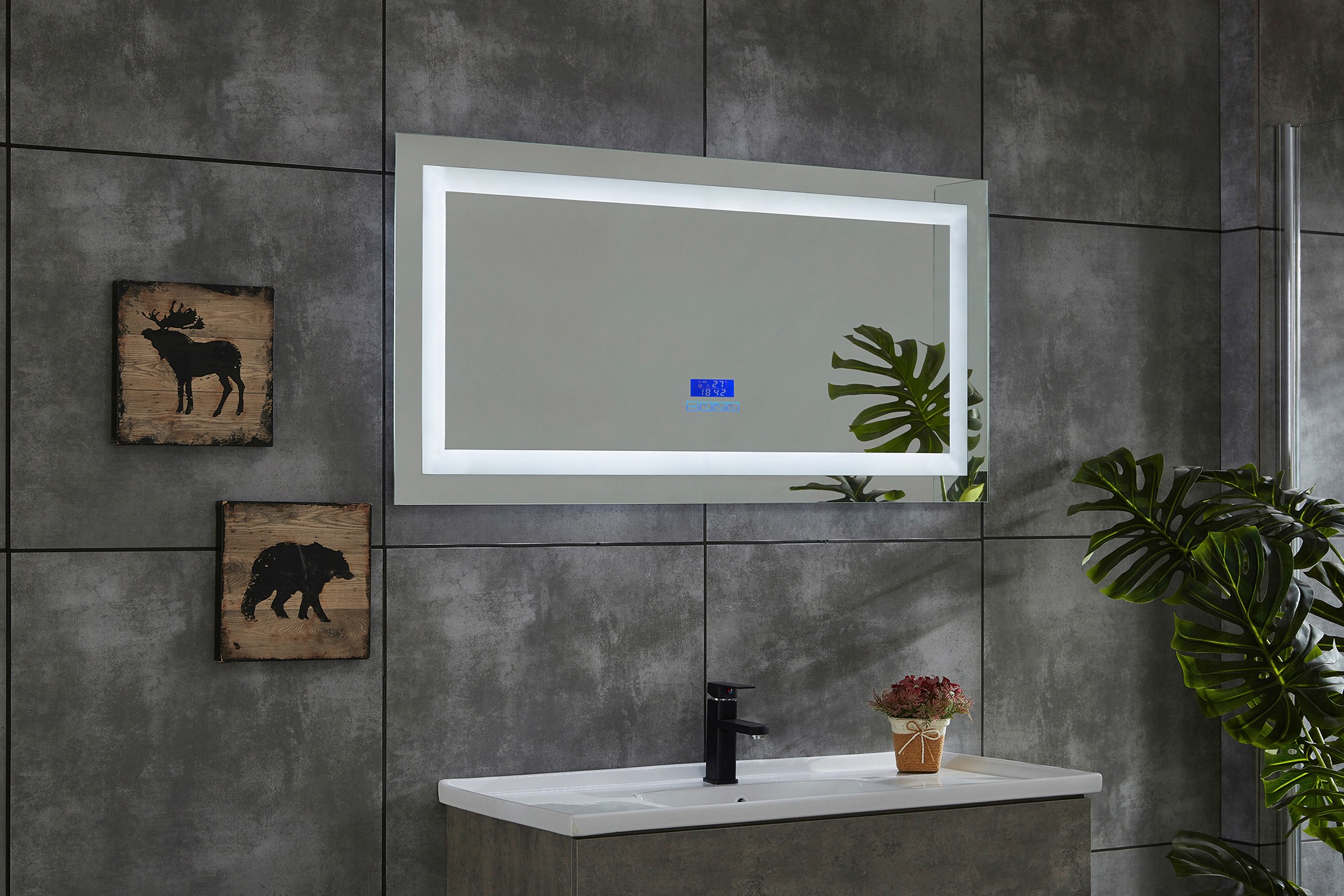 Sanotechnik LED-Lichtspiegel, 120x60 cm, mit Thermometer