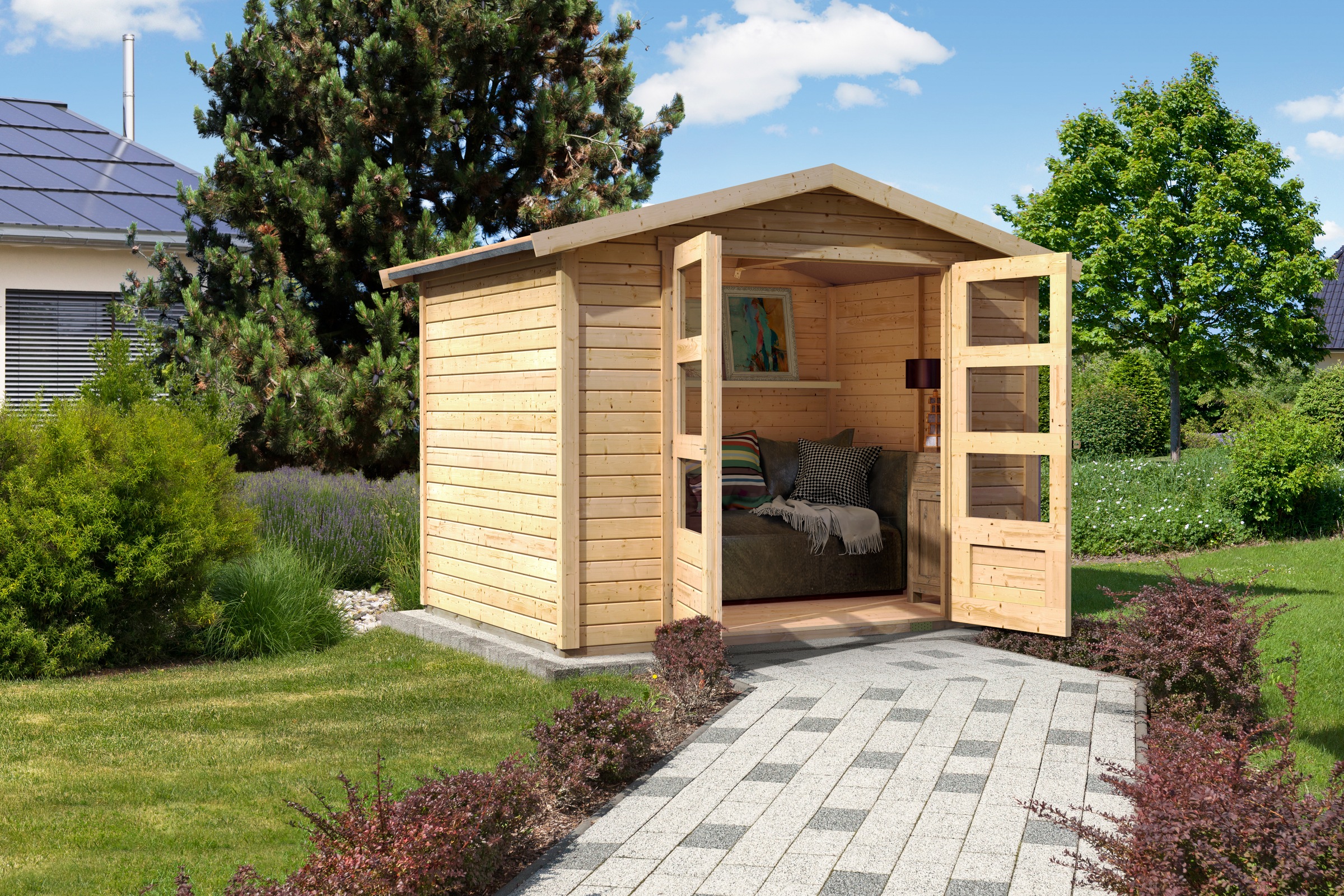 Karibu Gartenhaus »»Amberg 4««, naturbelassen, anthrazit oder terragrau