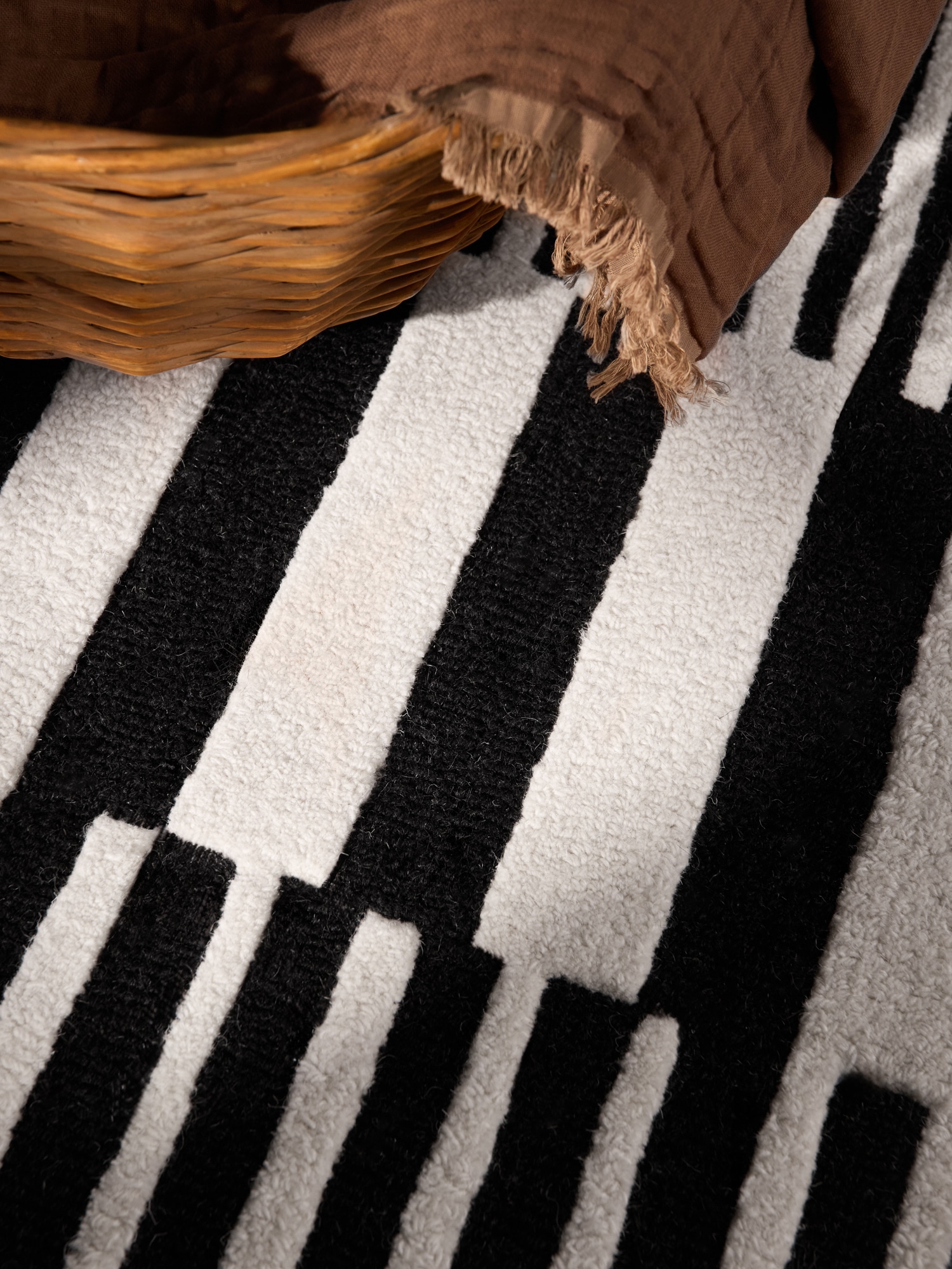 ELLE DECORATION Wollteppich »Pulse« rechteckig 12 mm Höhe Wolle, Natur, Wohnzimmer, Schlafzimmer, Modern, Geometrisch, Streifen