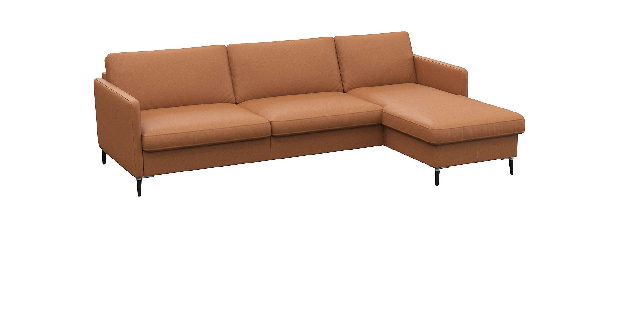 FLEXLUX Ecksofa »Fiore, super Sitzkomfort durch Kaltschaum im Sitz, L-Form«, schmale Armlehnen, Füße Alu+schwarz