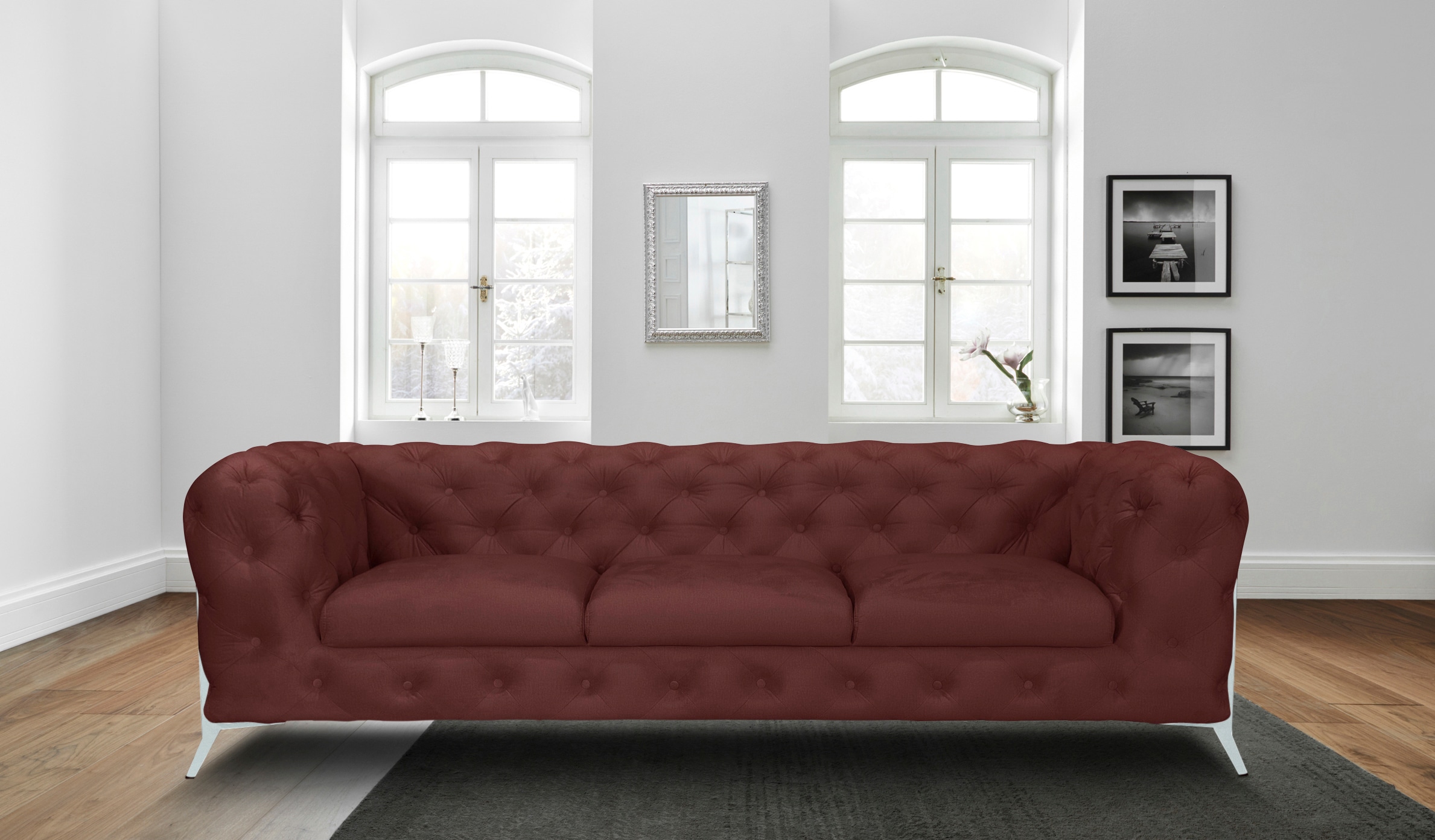 Leonique Chesterfield-Sofa »Amaury«, aufwändige Knopfheftung, moderne Chesterfield Optik, Fußfarbe wählbar