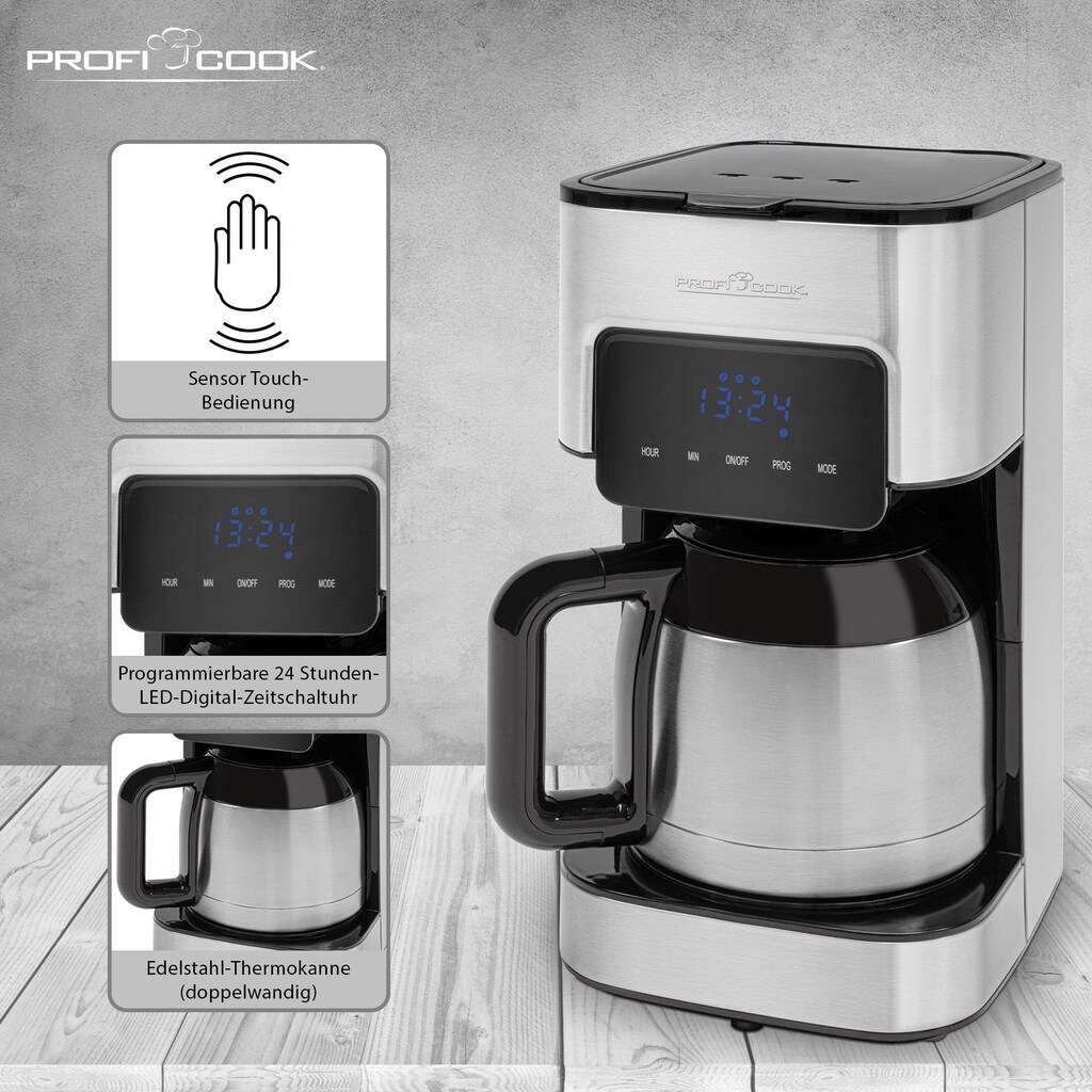 ProfiCook Filterkaffeemaschine »PC-KA 1191«, 1,2 l Kaffeekanne, Papierfilter, 1x4