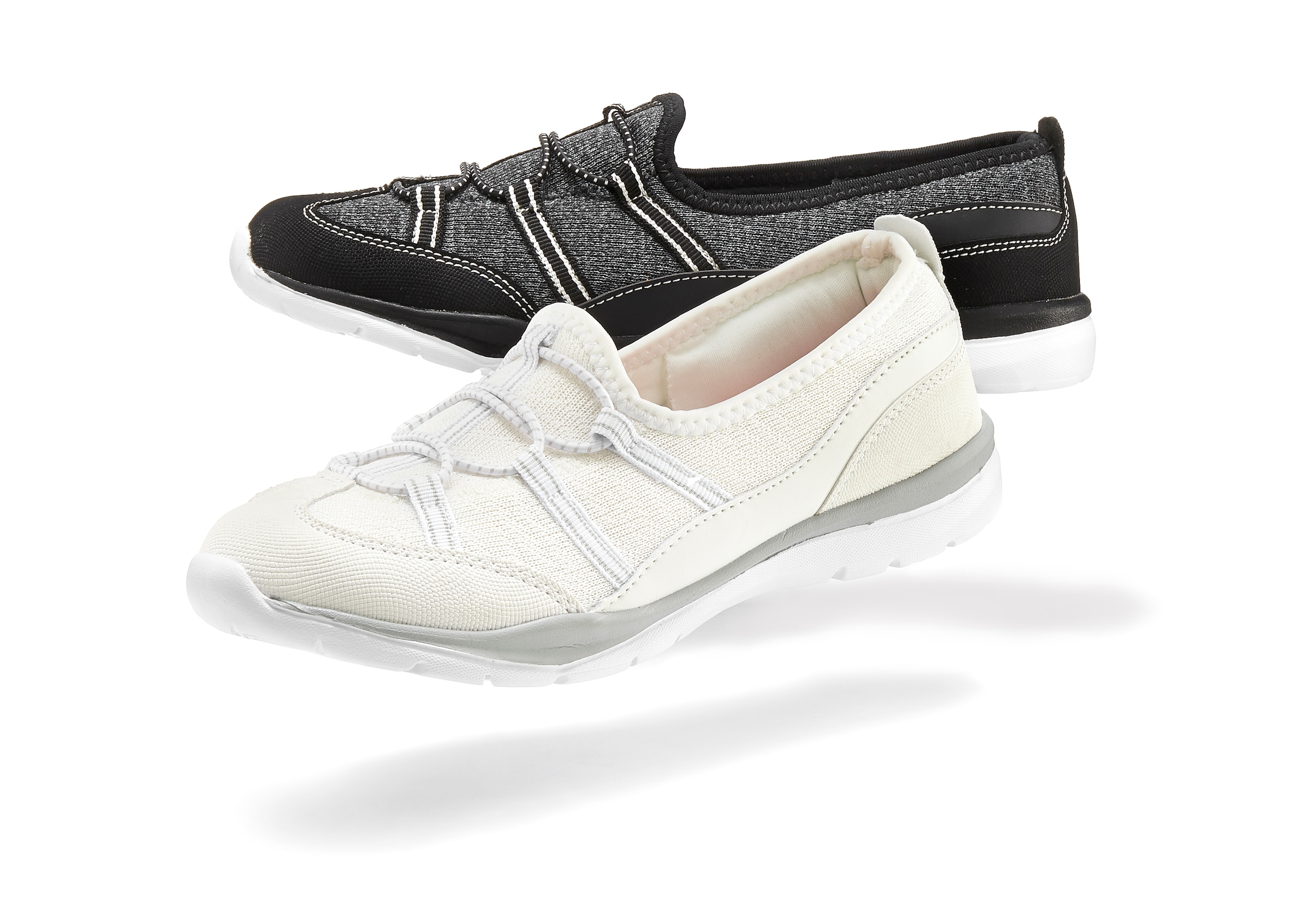 LASCANA Sneaker »Halbschuh, Freizeitschuh, Slipper,«, zum Reinschlüpfen mit elastischen Schnürbändern VEGAN