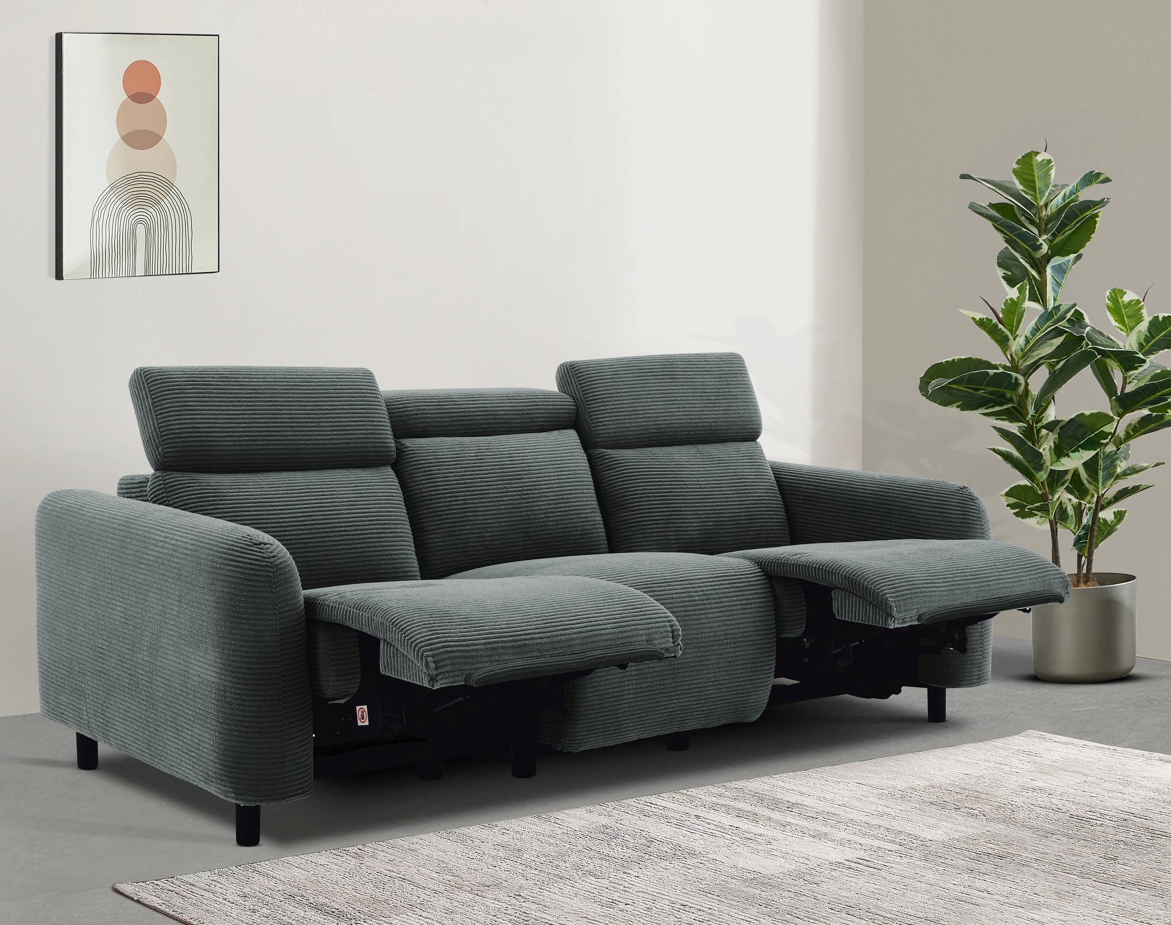 Home affaire 3-Sitzer »SKAANE in Cord, Sofa mit manueller u. elektrischer R günstig online kaufen