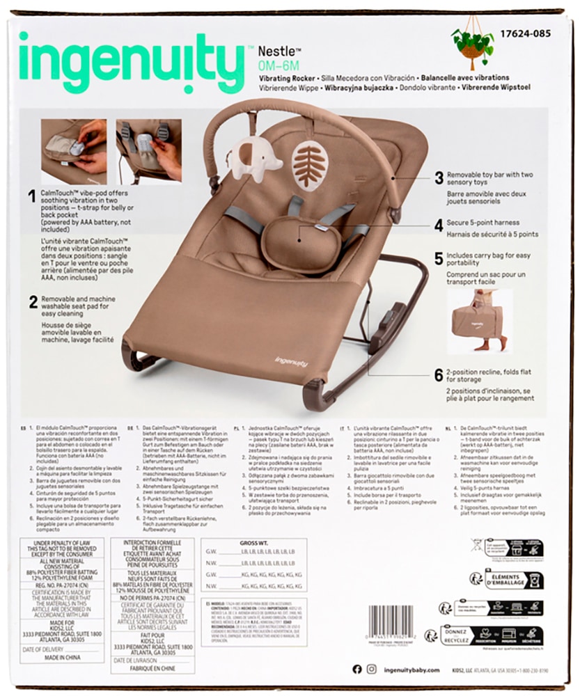 ingenuity Babywippe »Nestle™ Vibrating Rocker« bis 9 kg mit Vibration