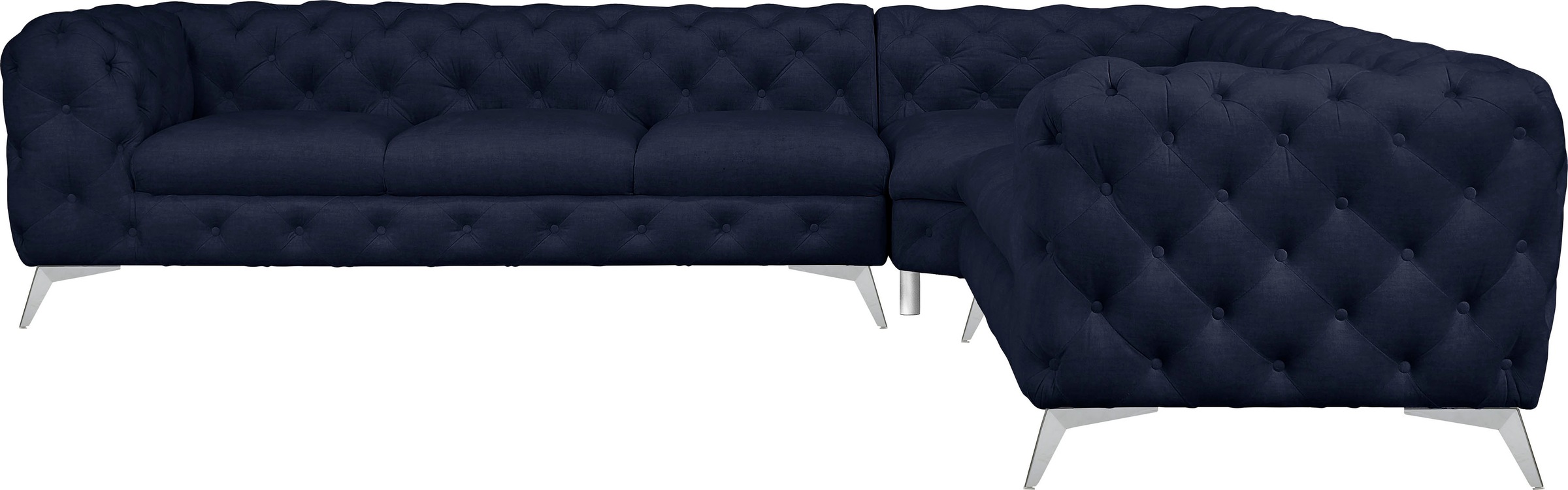 Leonique Chesterfield-Sofa »Ecksofa GLYNIS L-Form mit Wellenunterfederung, günstig online kaufen