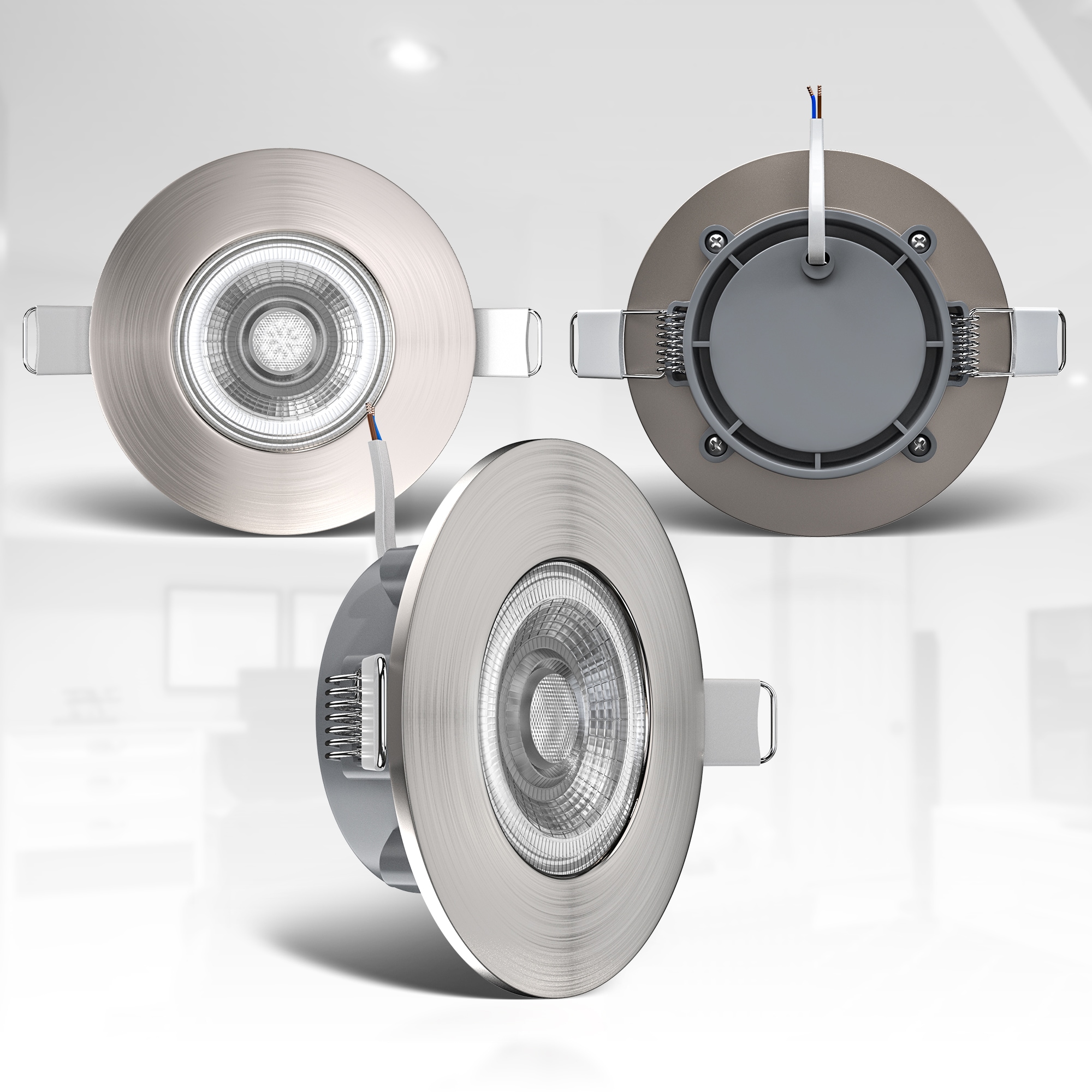 6 B.K.Licht auf Rechnung Einbauleuchte, Einbauleuchte, 5W, SET flammig-flammig, IP44, 6er flach, inkl. kaufen dimmbar, Einbauspots, LED