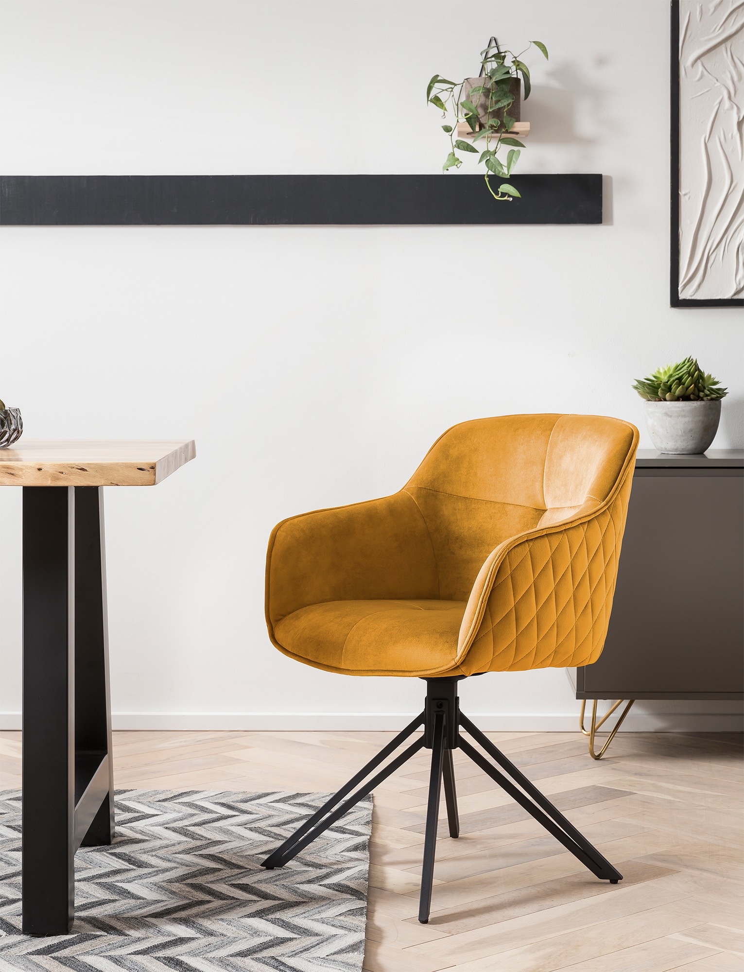 SalesFever Armlehnstuhl »Stilvoller Esszimmerstuhl« () mit 360° Drehfunktio günstig online kaufen