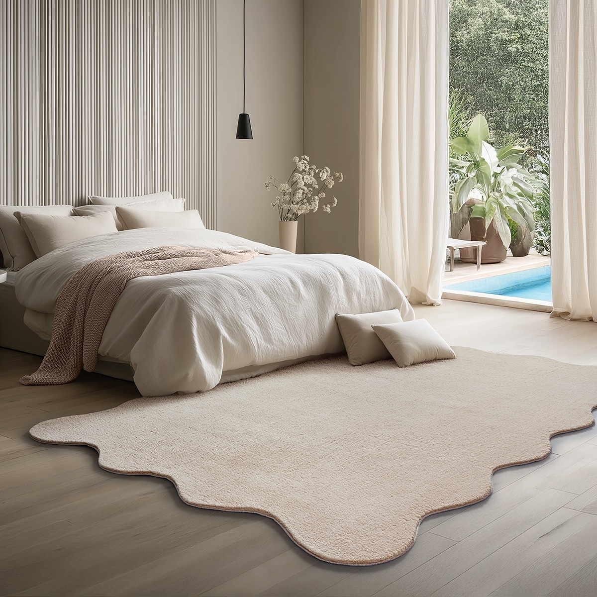 the carpet Teppich »Relax Scallop kuschelig & Super Soft,« wellenförmig Anti-Rutsch Unterseite, Waschbar bis 30 Grad, Felloptik,