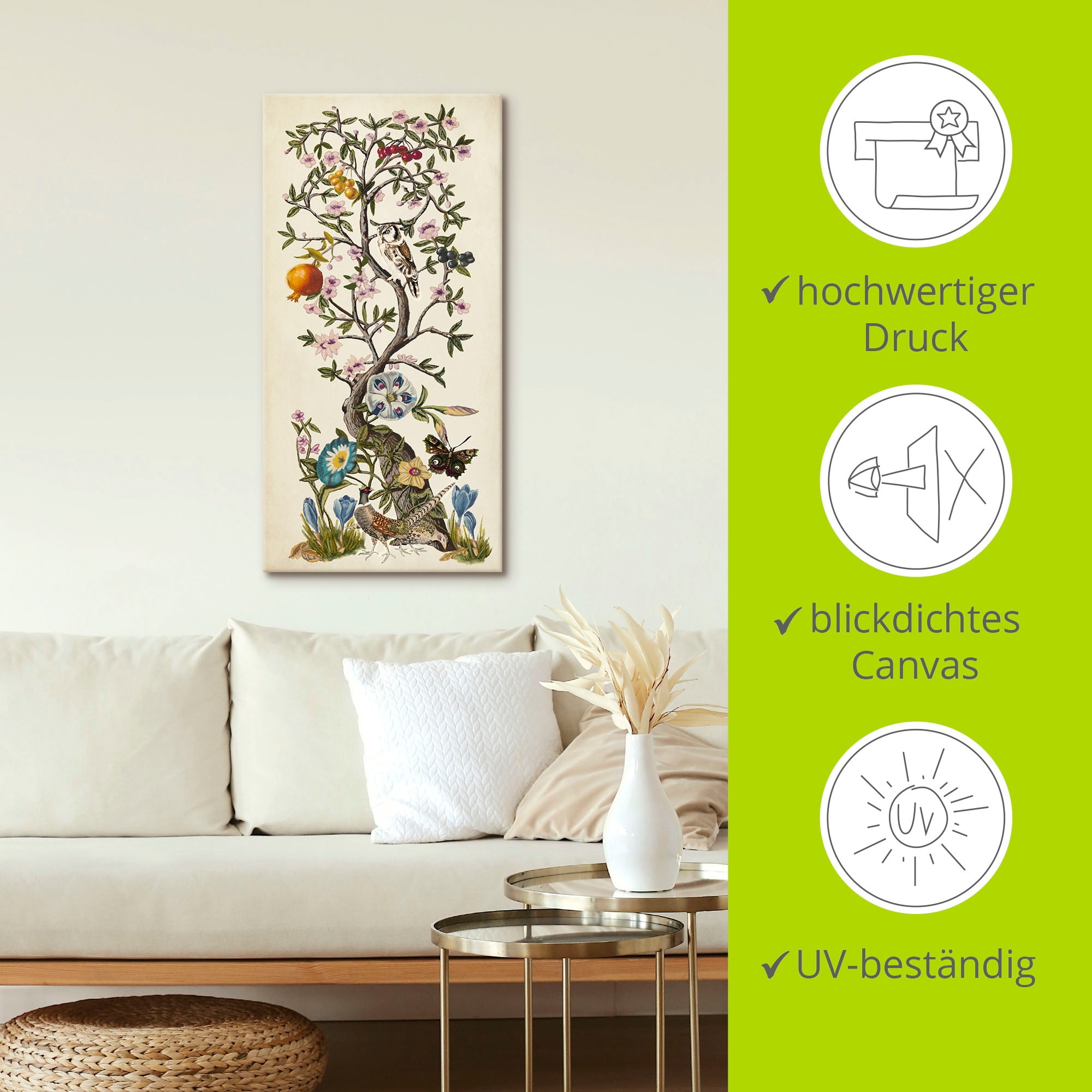 Artland Leinwandbild »Chinoiserie Natur I« Pflanzen 1 Stk. tlg. als Alubild, Outdoorbild, Leinwandbild, Poster in verschied. Größen