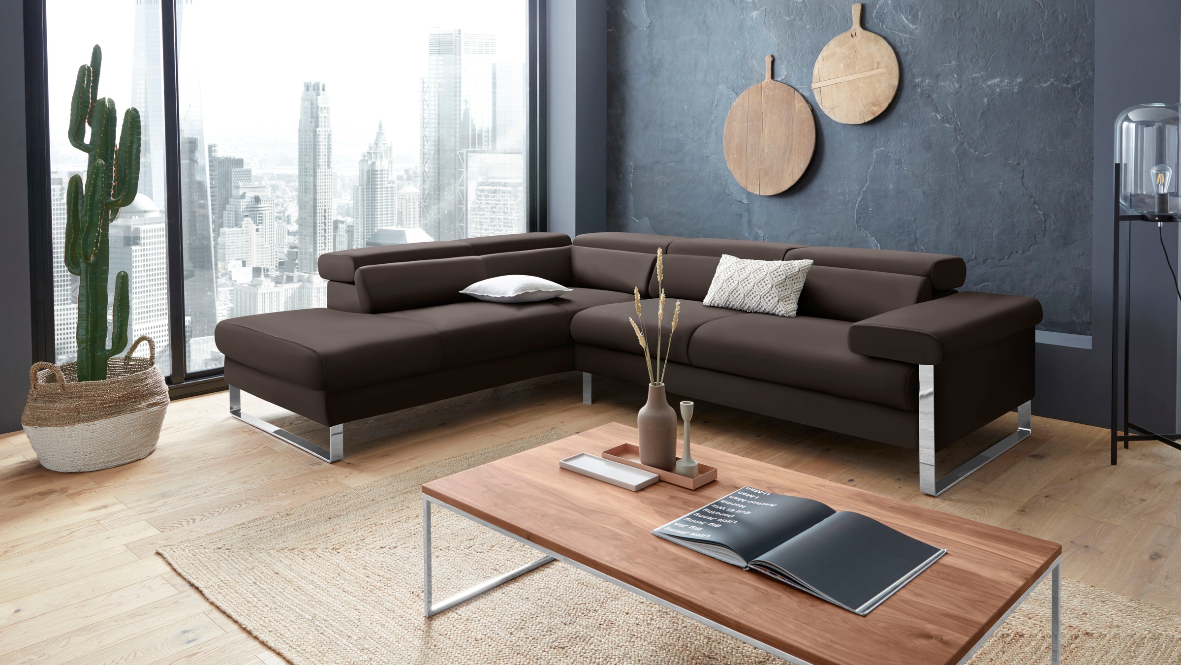 W.SCHILLIG Ecksofa »finn, toller Sitzkomfort, L-Form, hochwertige Verarbeitungsdetails«, German Design Award 2016, Fußgestell Chrom glänzend, Breite 281 cm