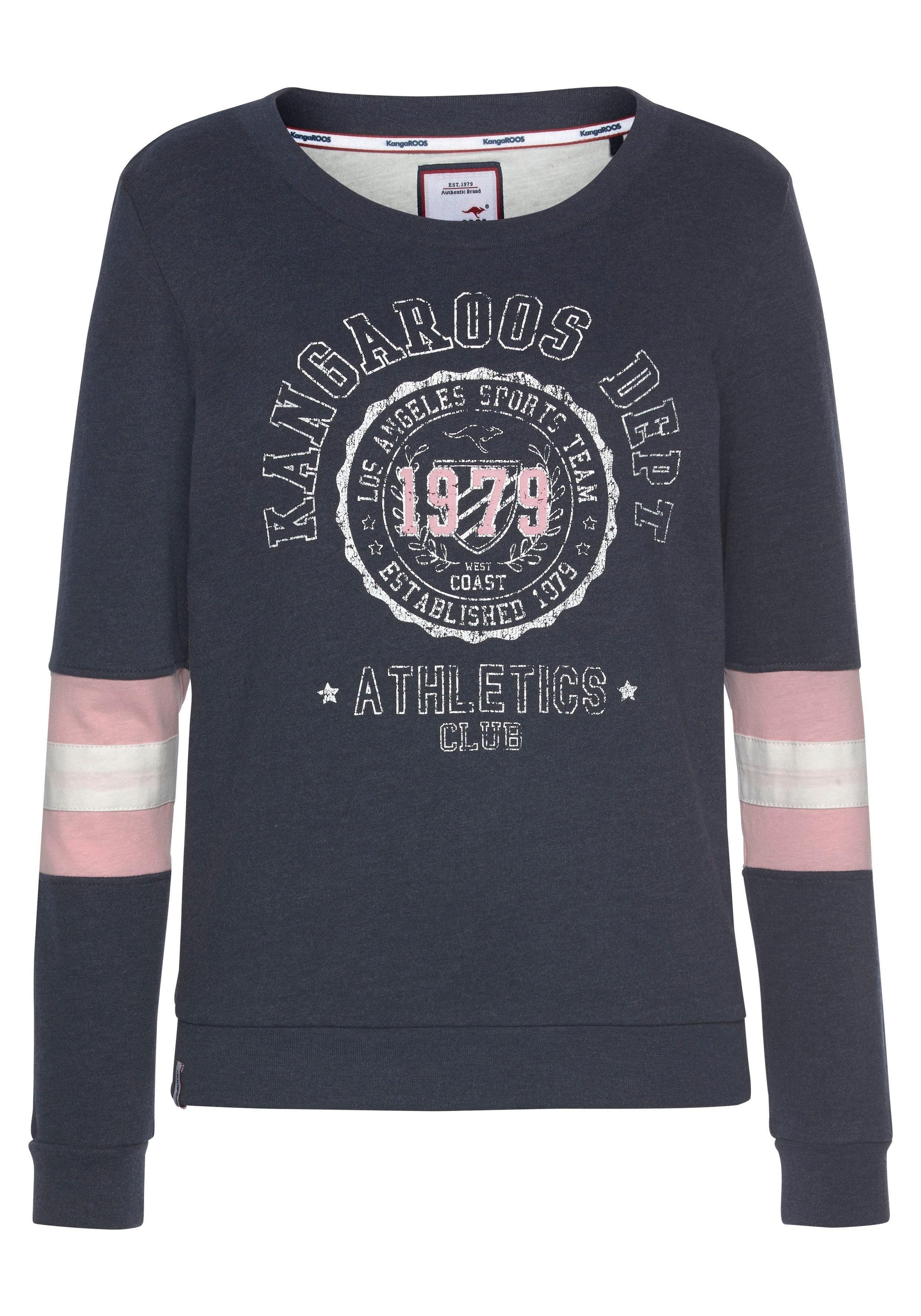 KangaROOS Sweatshirt, Langarm, figurumschmeichelnde Passform, bedruckte Optik