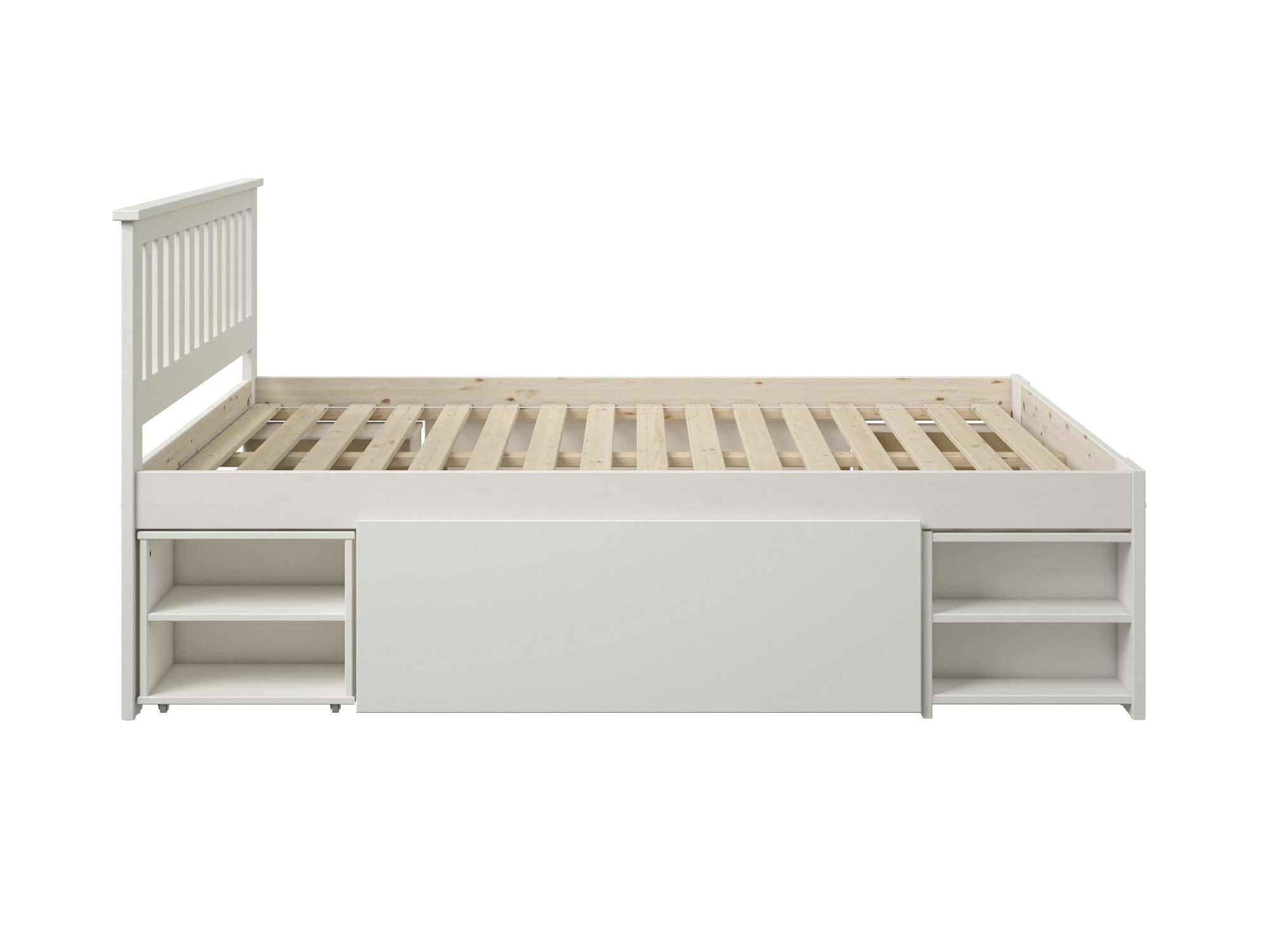 OTTO home Massivholzbett »Kallvin, maximaler Stauraum, 3 Bettkästen, Nachtschränke ausziehbar« inklusive Lattenrost, ideal fürs Jugendzimmer und kleine Räume, FSC®