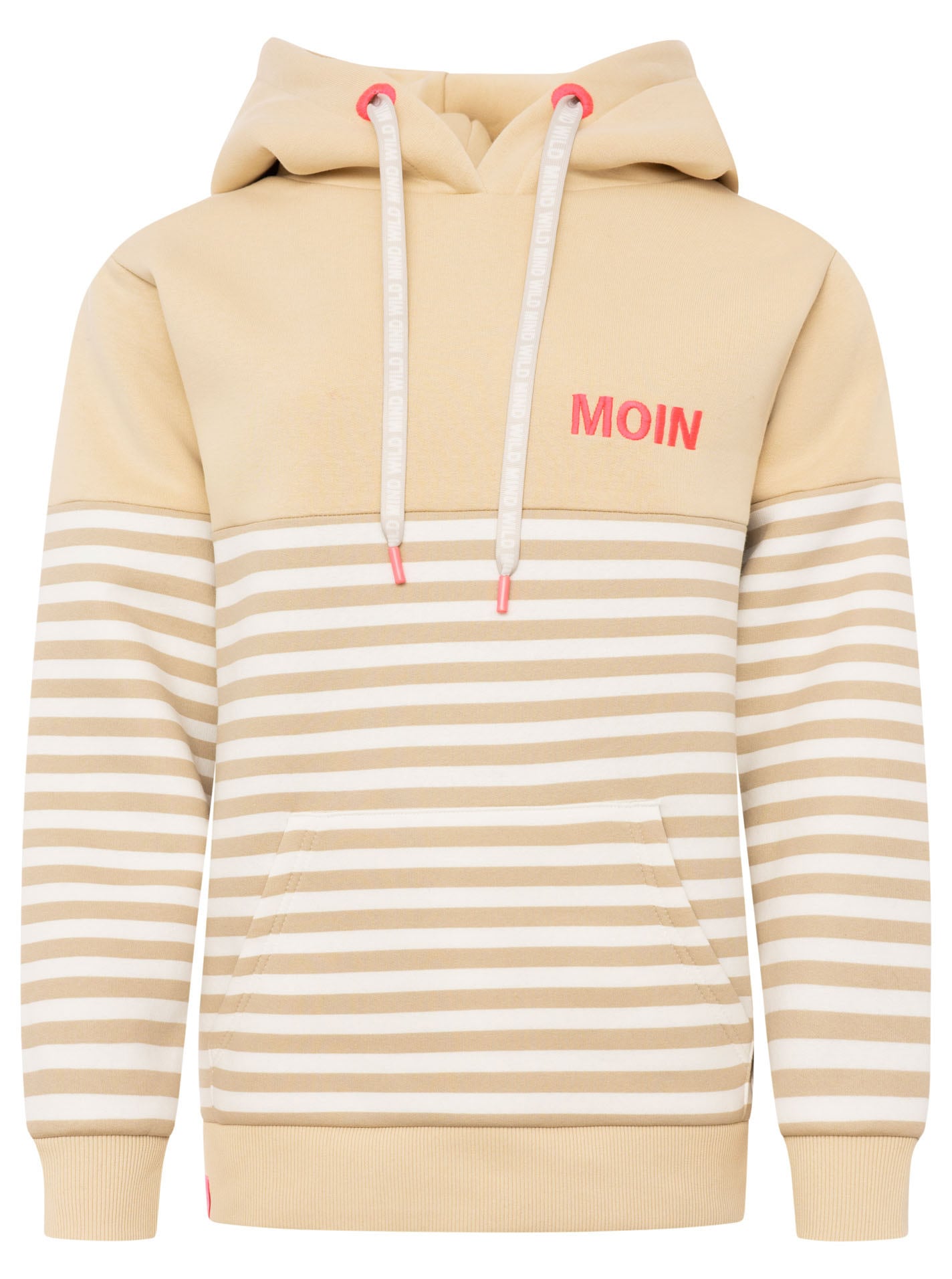 Zwillingsherz Hoodie »"Moin Streifen"«, Stickerei, Kapuze mit bedruckter Kordel, gestreift
