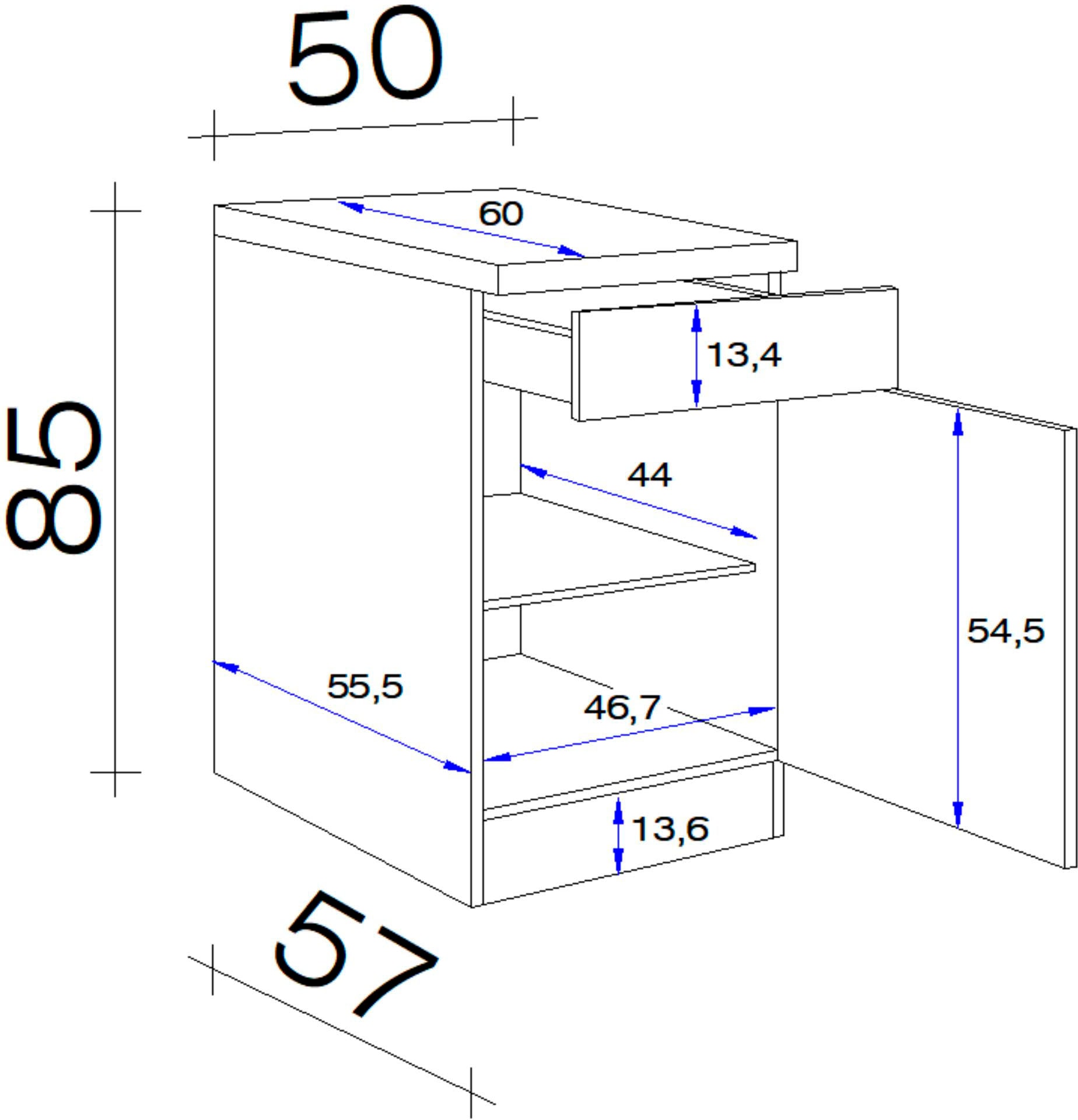 Flex-Well Unterschrank »Nano«, (B Rechnung x T) 60 x x bestellen H 85/86 x 50 cm auf