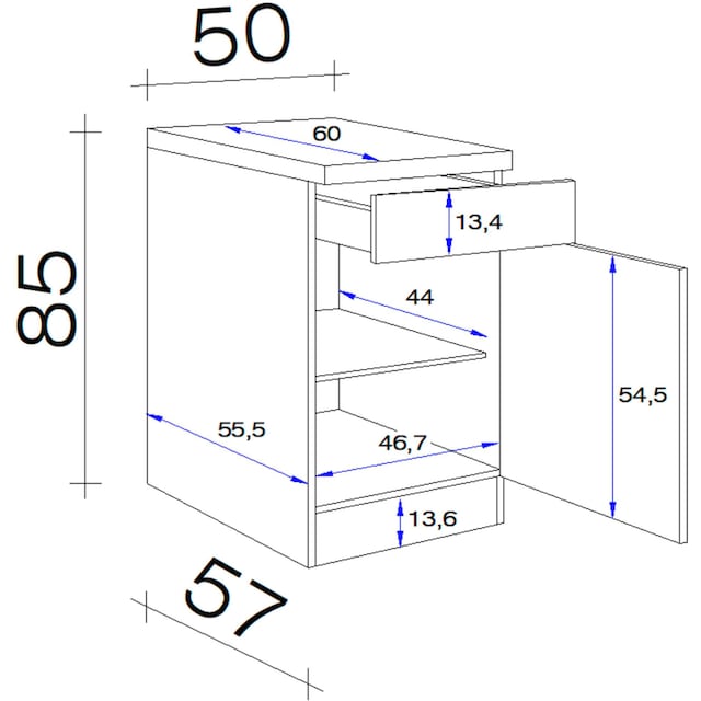 Flex-Well Unterschrank »Nano«, (B x H x T) 50 x 85/86 x 60 cm auf Rechnung  bestellen