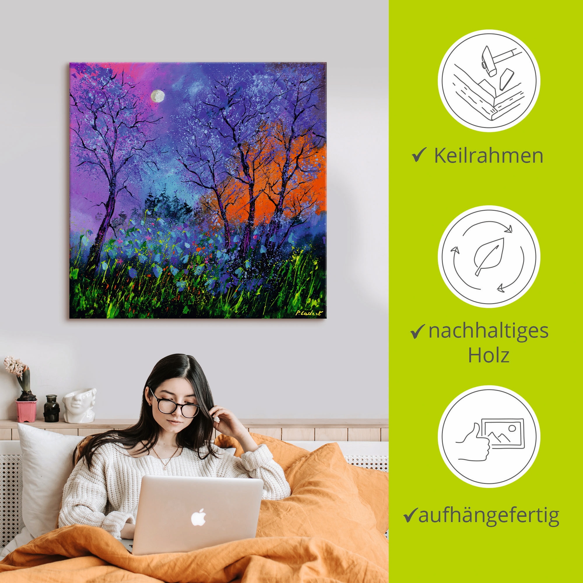 Artland Leinwandbild »Mohnblumen im Blau«, Blumen, (1 St.), auf Keilrahmen gespannt