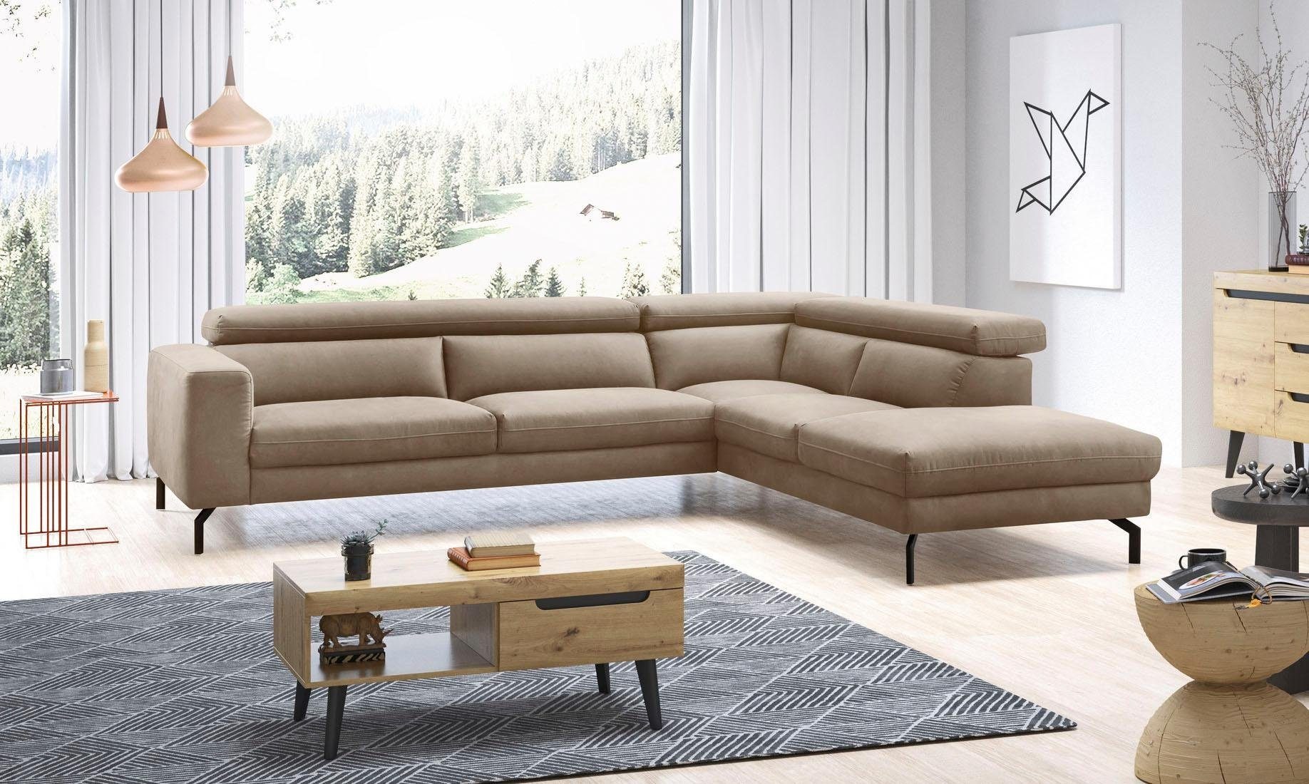 Home affaire Ecksofa »Olanta, modern und bequem, Breite 305cm, Fuß 16cm hoc günstig online kaufen