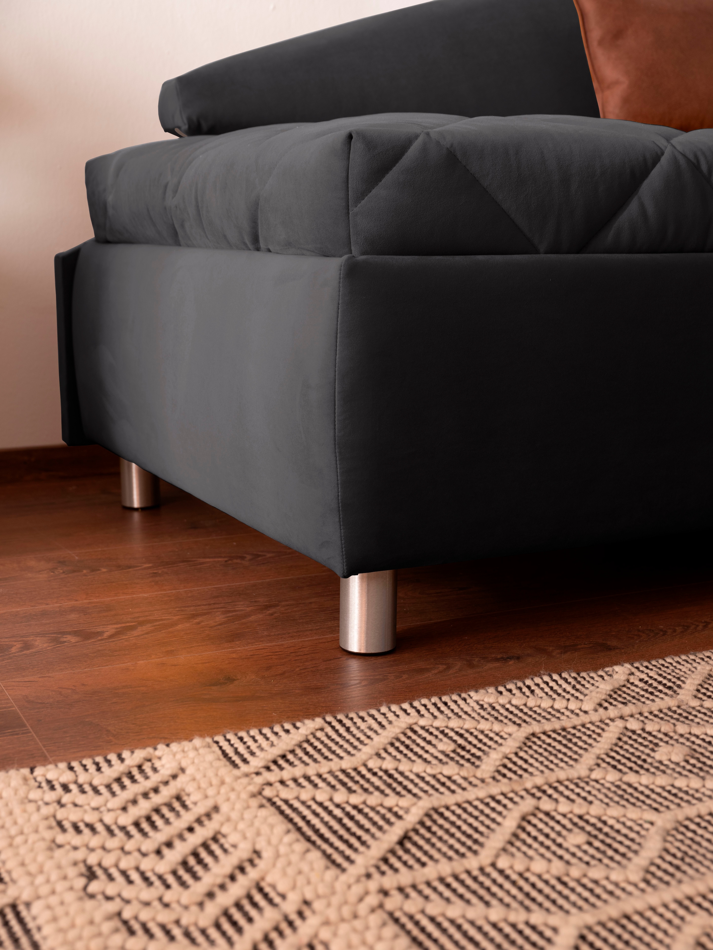 alina Schlafsofa, Bettkasten, Zierkissen-Set aus: 2 Stk. 40x40cm, 1 Stk. 30x30cm