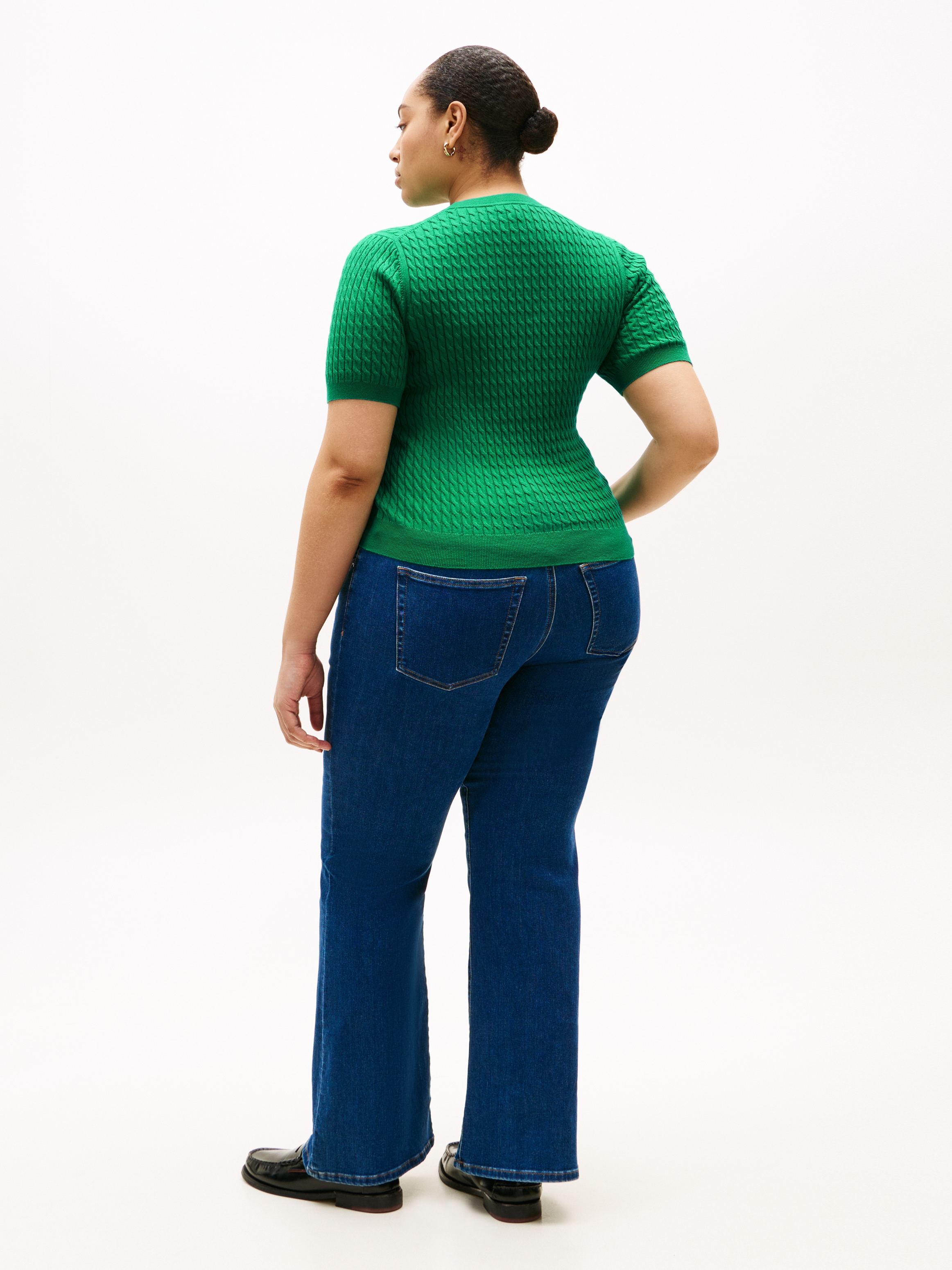 Tommy Hilfiger Curve Rundhalspullover »CRV CO CABLE FINE GG CNK S/S SWT« in großen Größen, mit Zopfmuster