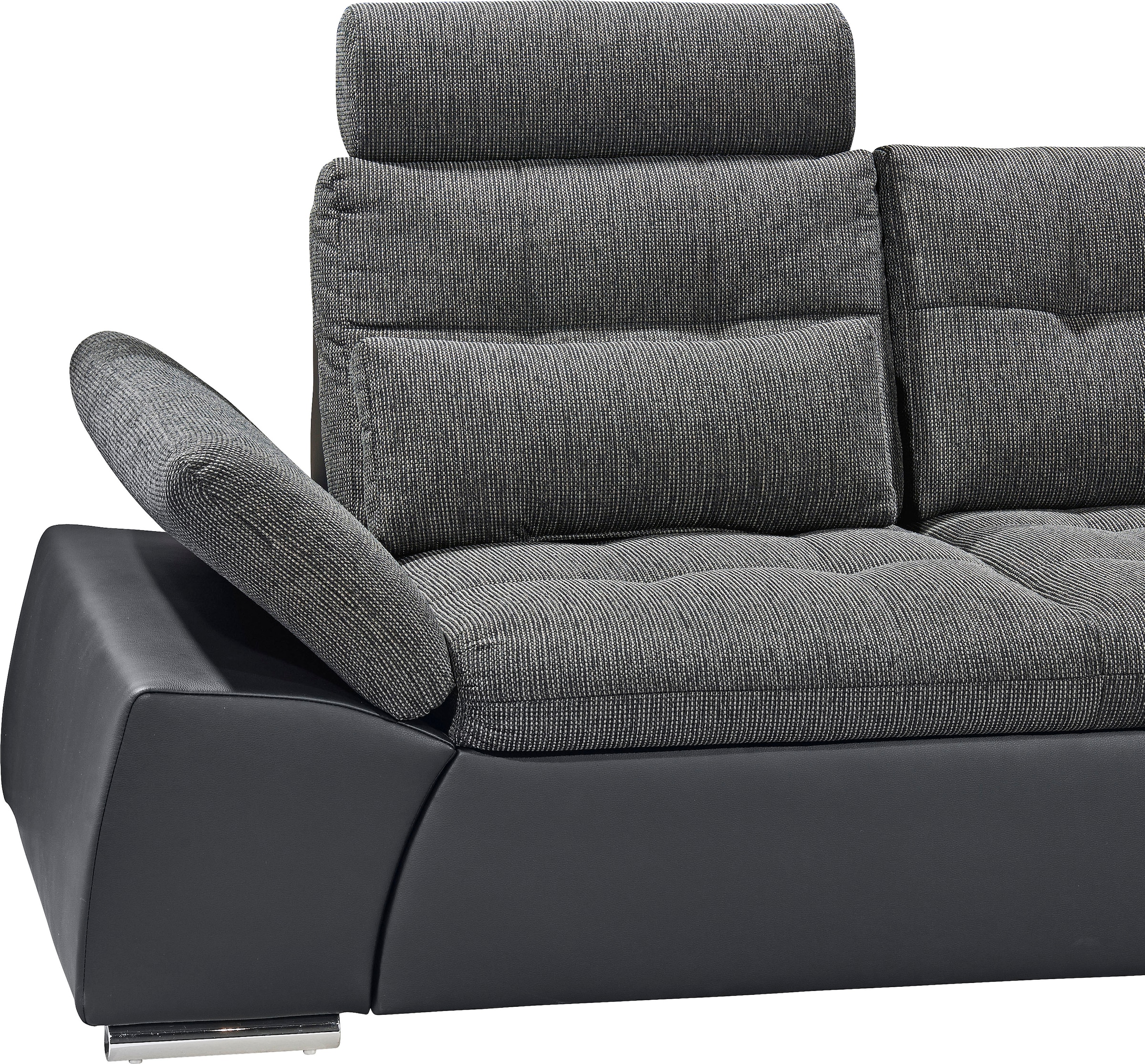 ED EXCITING DESIGN Ecksofa »Jakarta L-Form«, mit Bettfunktion, Armteilverstellung, Kopfstützen & 2 Nierenkissen
