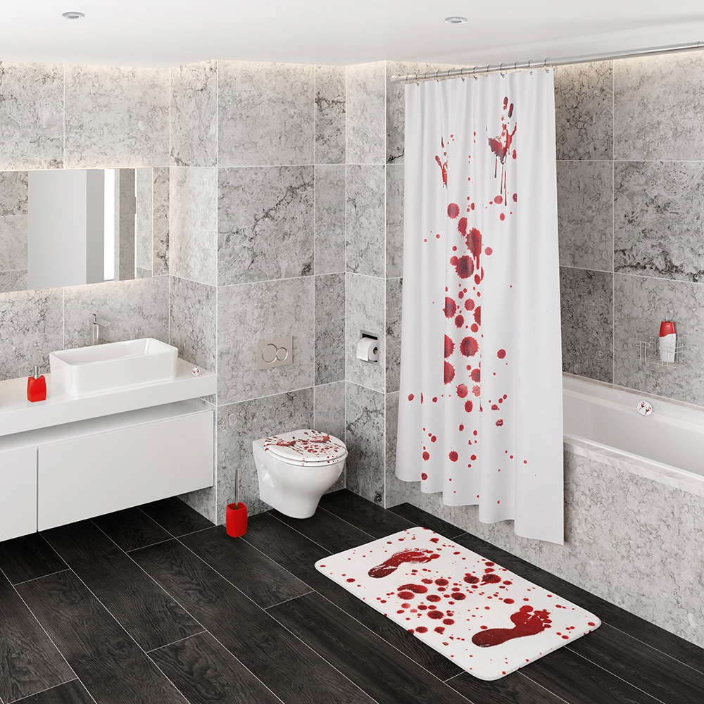 Sanilo Badaccessoire-Set »Blood«, (Komplett-Set, 3 tlg.), bestehend aus WC-Sitz, Badteppich und Waschbeckenstöpsel