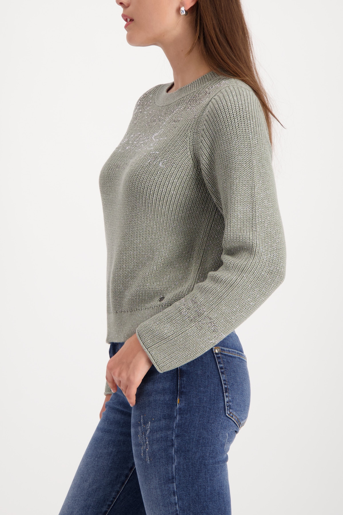 Monari Strickpullover »Pullover Schmuck + Lurex« Regular fit mit Rundhalsausschnitt
