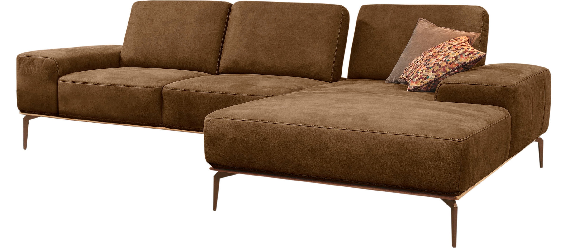 W.SCHILLIG Ecksofa »run, Designsofa mit tollem Sitzkomfort, L-Form«, mit Holzsockel, Füße in Bronze pulverbeschichtet, Breite 299 cm