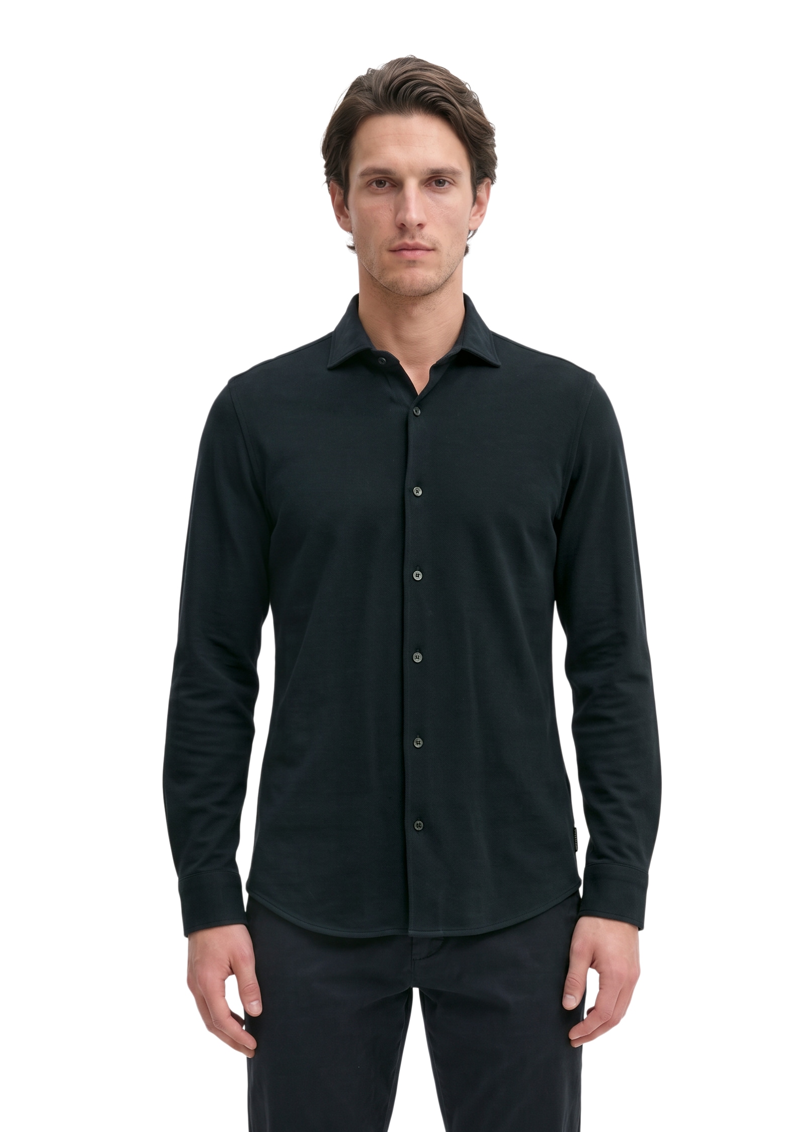 Marc O'Polo Langarmhemd Shaped Fit, mit feiner Piqué-Struktur