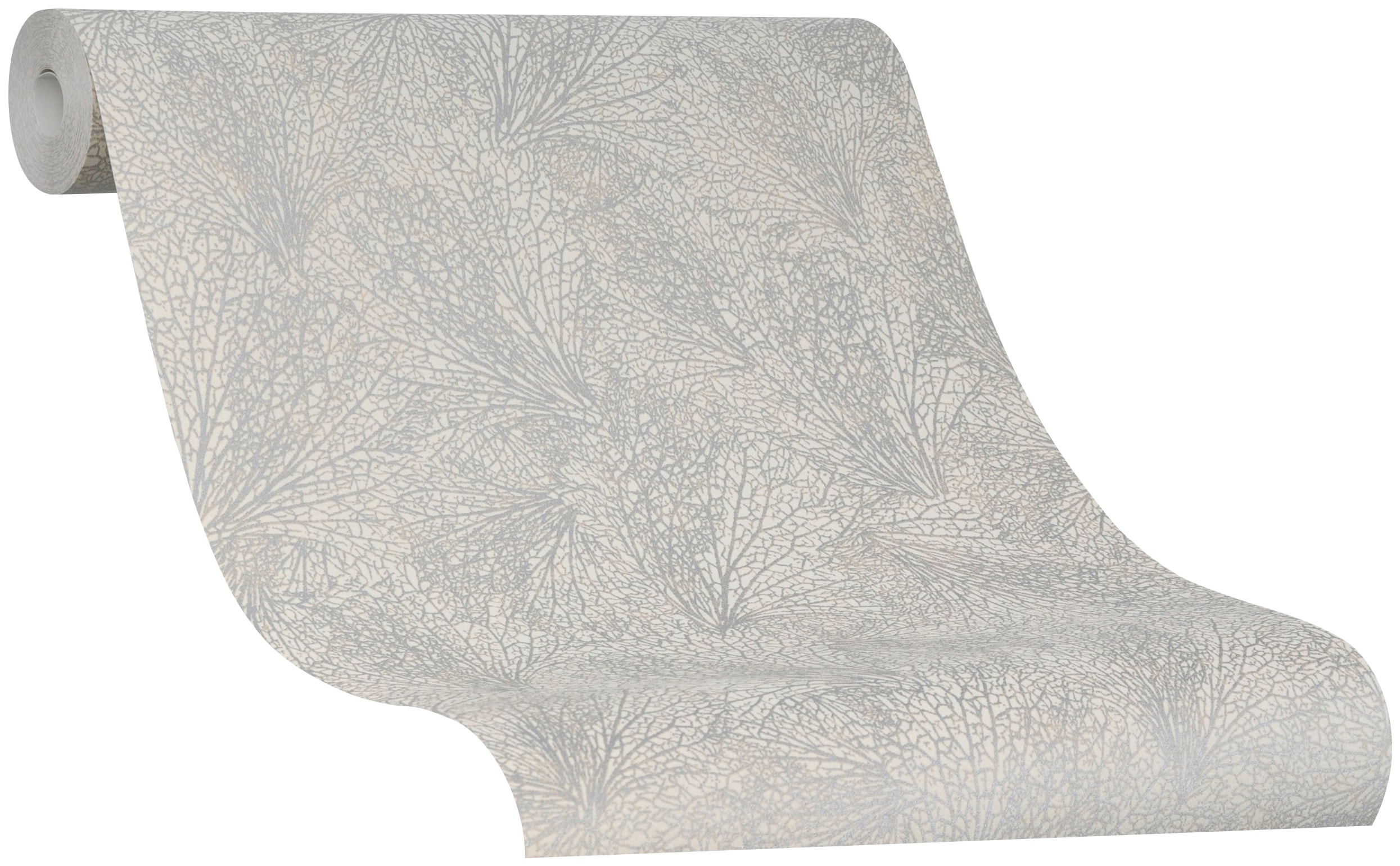 Marburg Vliestapete Grafisch Blättermuster Beige-Silber 10,05 m x 0,53 m FS günstig online kaufen