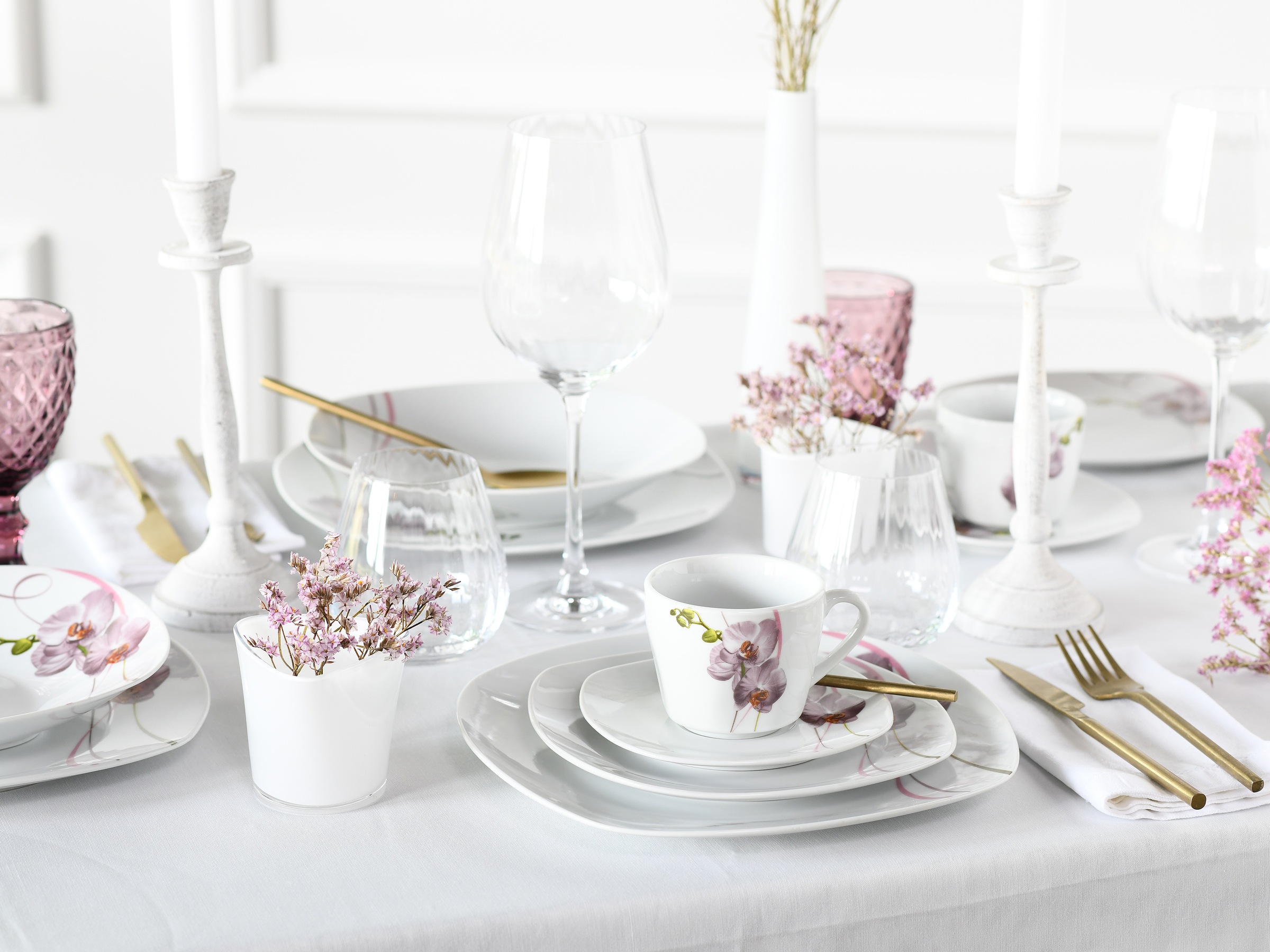 CreaTable Kombiservice »Square Orchidee, Kombi-Service 62-tlg«, (Set, 62 tl günstig online kaufen