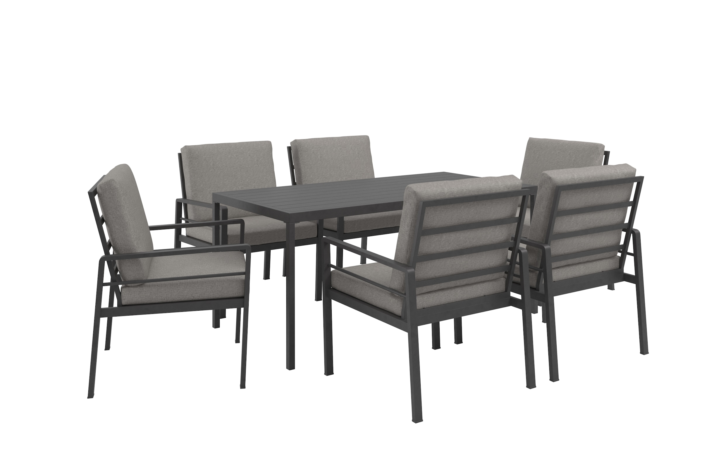 KONIFERA Garten-Essgruppe »»New Jersey««, (Set, 19 tlg., 6 Sessel, Tisch 80x160x71 cm, inkl. Auflagen), Aluminium/Polyrattan