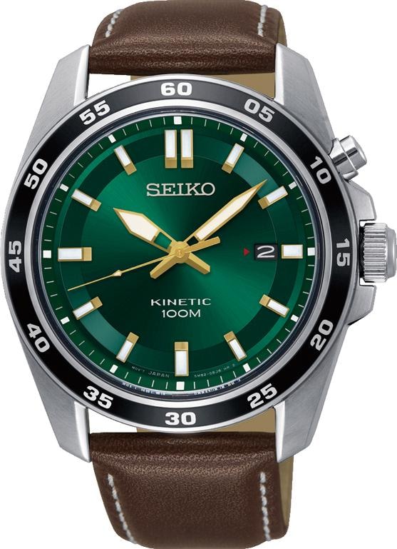 Seiko Kineticuhr, Armbanduhr, Herrenuhr, Datum, Lederarmband