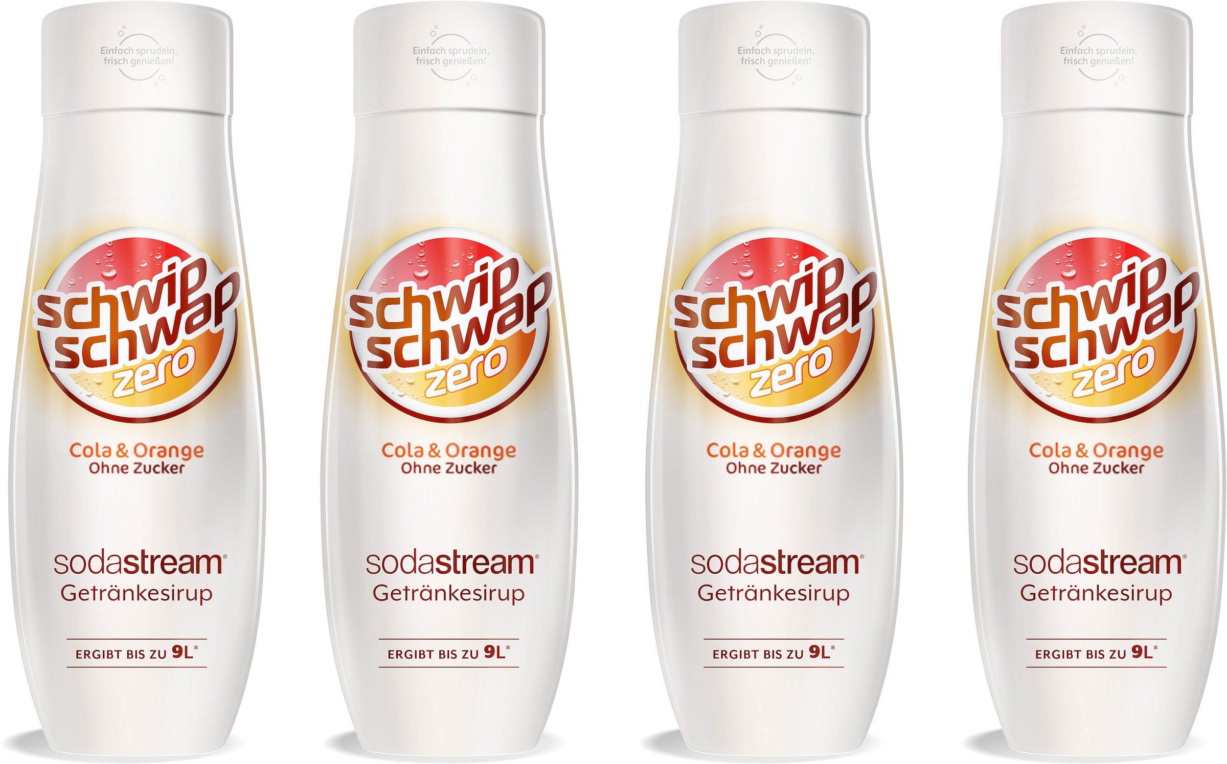 SodaStream Getränke-Sirup, SchwipSchwap (Cola & Orange), ohne Zucker, (4 Flaschen), für bis zu 9 Liter Fertiggetränk