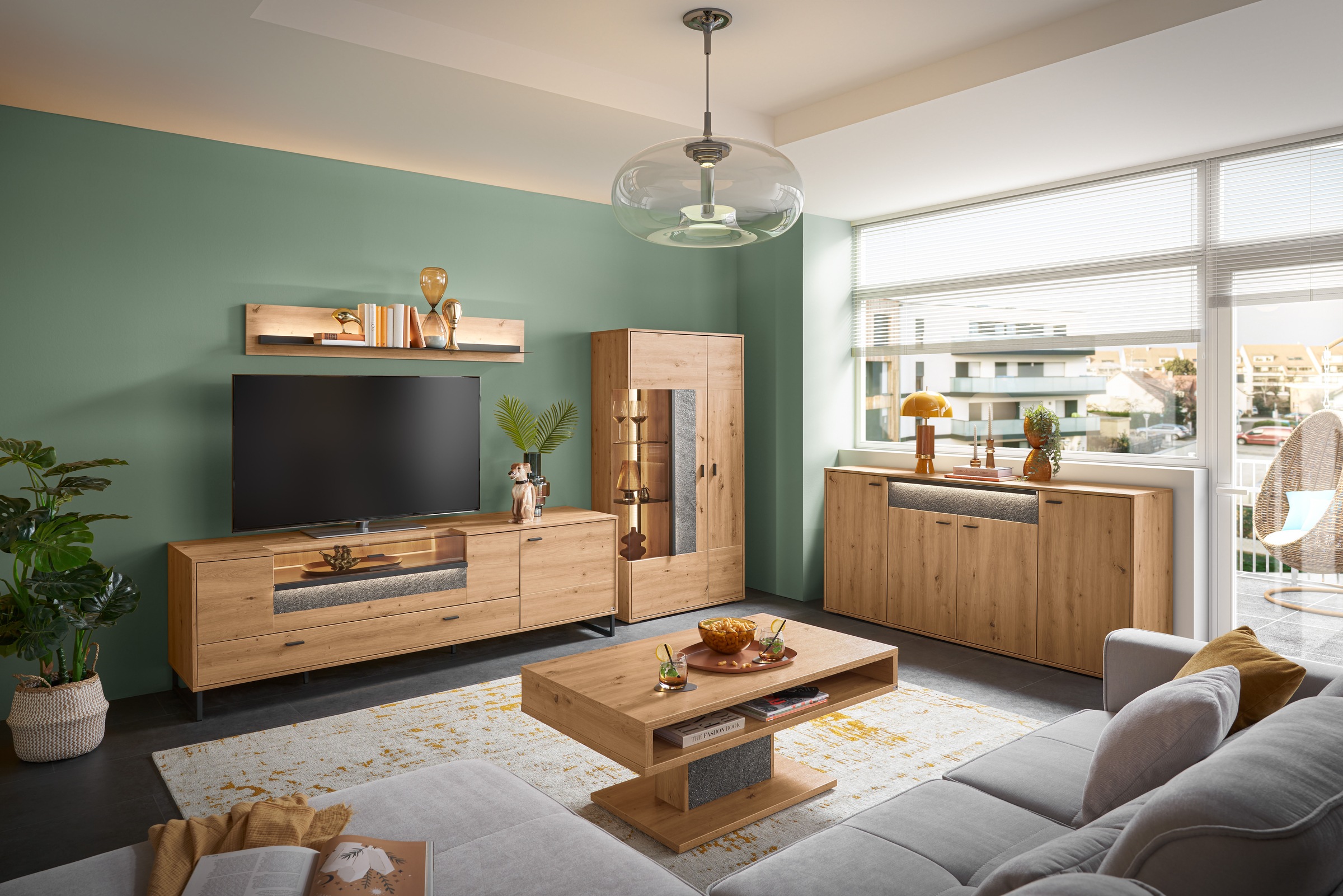 set one by Musterring Couchtisch »Deltona«, Standfuß mit Zierelement, offenes Fach, zwei Farben, B110 x T65 cm