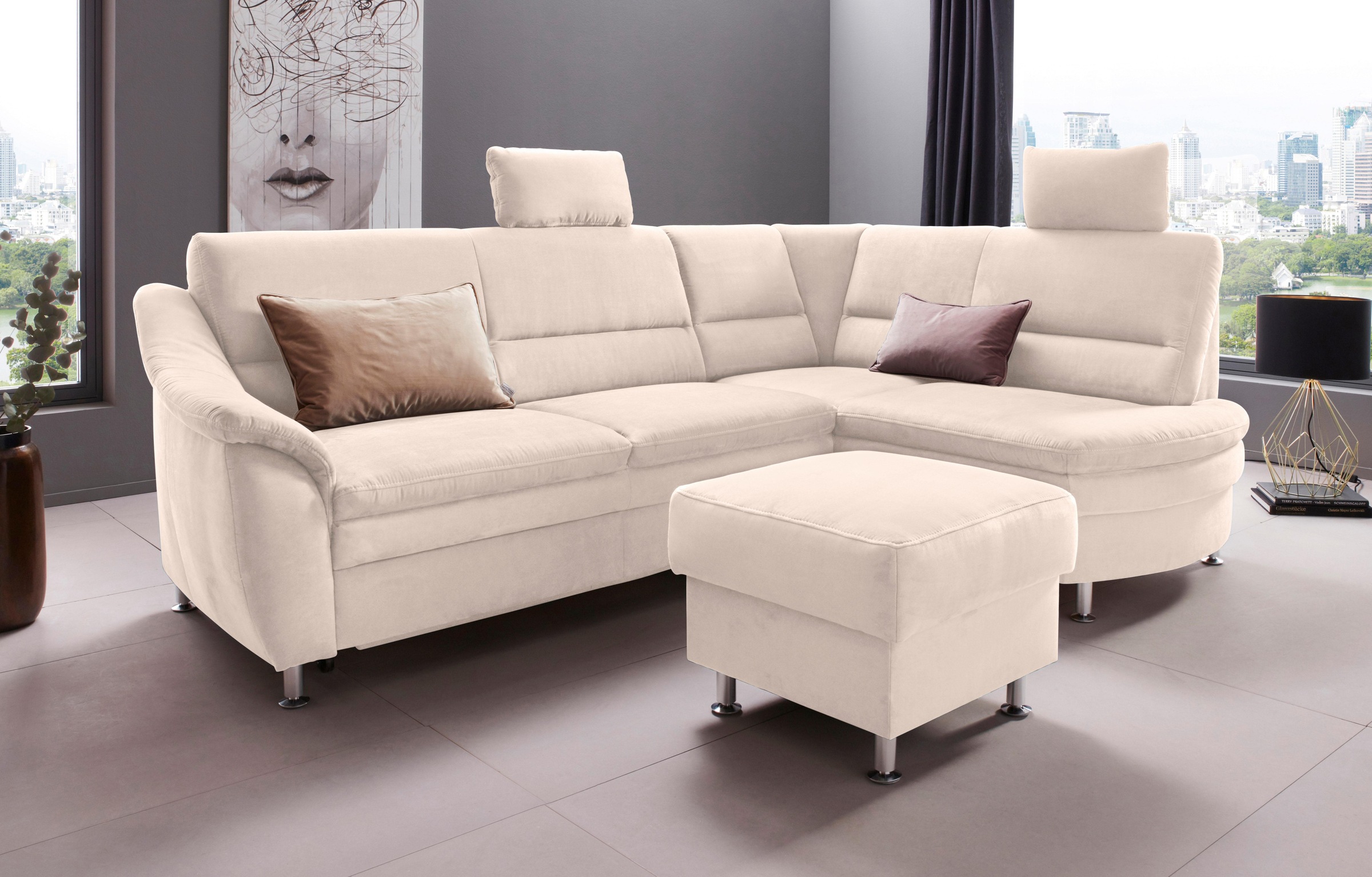 Places of Style Ecksofa »Cardoso L-Form«, Federkern, wahlweise mit Bett, Sc günstig online kaufen