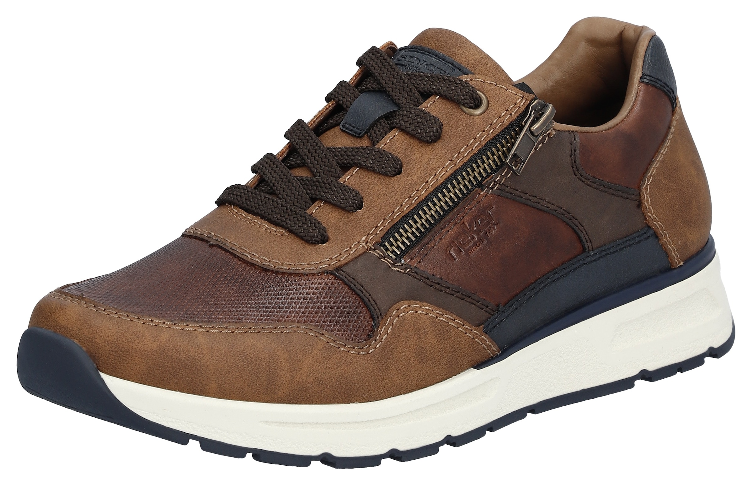 Sneaker, mit gepolstertem Schaftrand, Freizeitschuh, Halbschuh, Schnürschuh, Gr. 42, braun-kombiniert