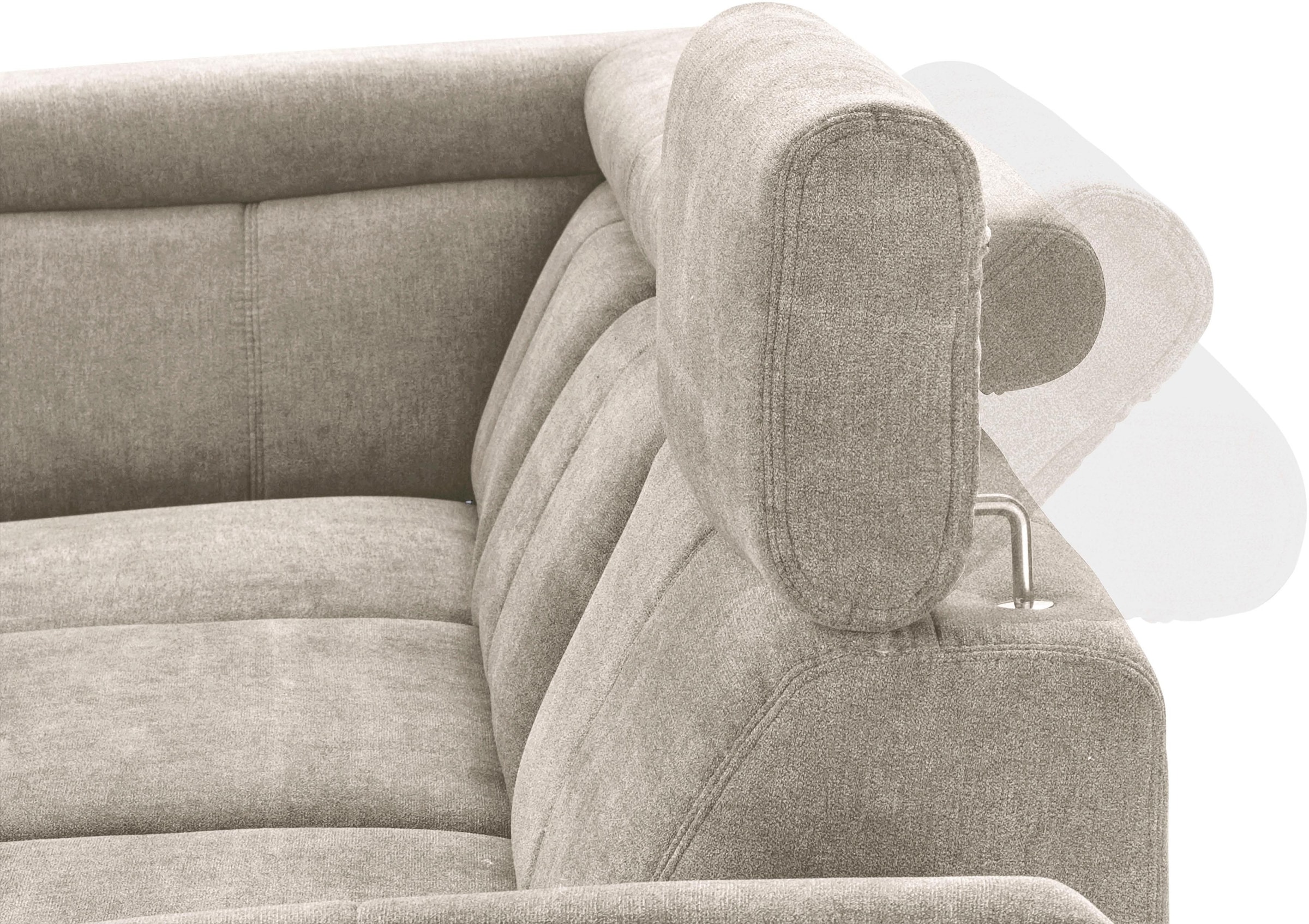 exxpo - sofa fashion Ecksofa »Salerno, klassisch modernes Funktionssofa, hoher Sitzkomfort, L-Form«, inkl. Kopf- und Armteilverstellung, wahlweise mit Bettfunktion