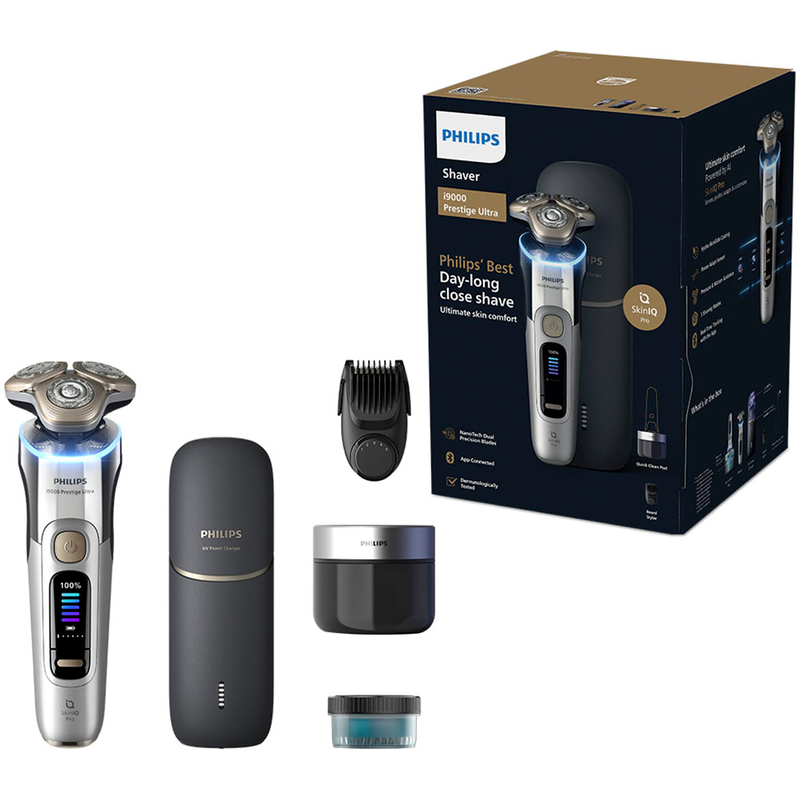 PHILIPS Elektrorasierer »Series i9000 Prestige Ultra XP9404/46« 1 Stk. Aufsätze mit SkinIQ Technologie, inkl. UV-Ladecase, 1 Kartusche Chromdesign...