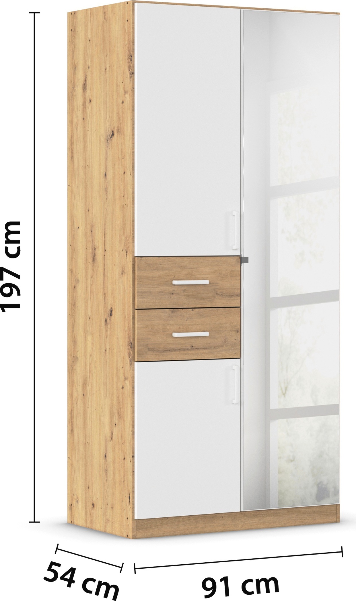 rauch Drehtürenschrank »Maika« mit Spiegel, 2 Schubladen, in verschiedenen Breiten, Höhen und Farben