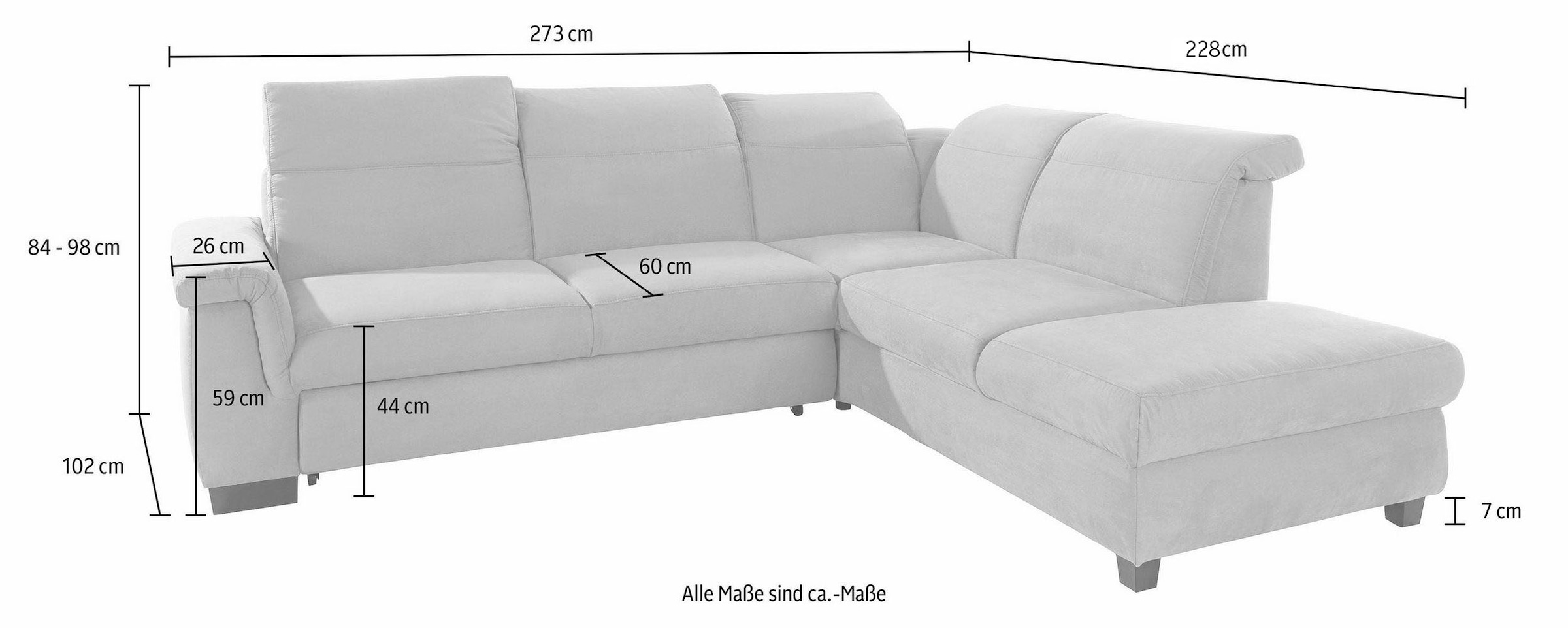 DOMO collection Ecksofa »Sully L-Form«, wahlweise mit Bettfunktion und Kopf- bzw. Rückenverstellung