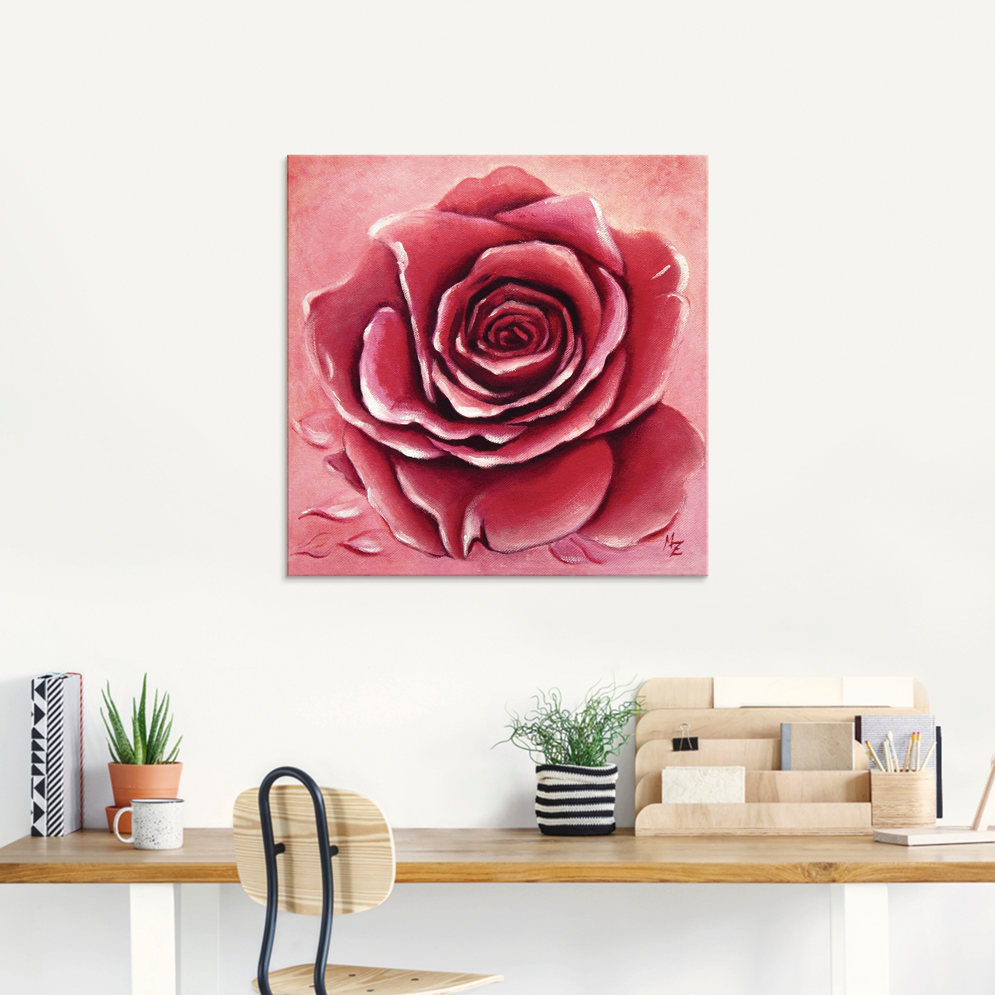 Artland Glasbild »Rote Rose handgemalt« Blumen 1 Stk. tlg. in verschiedenen Größen