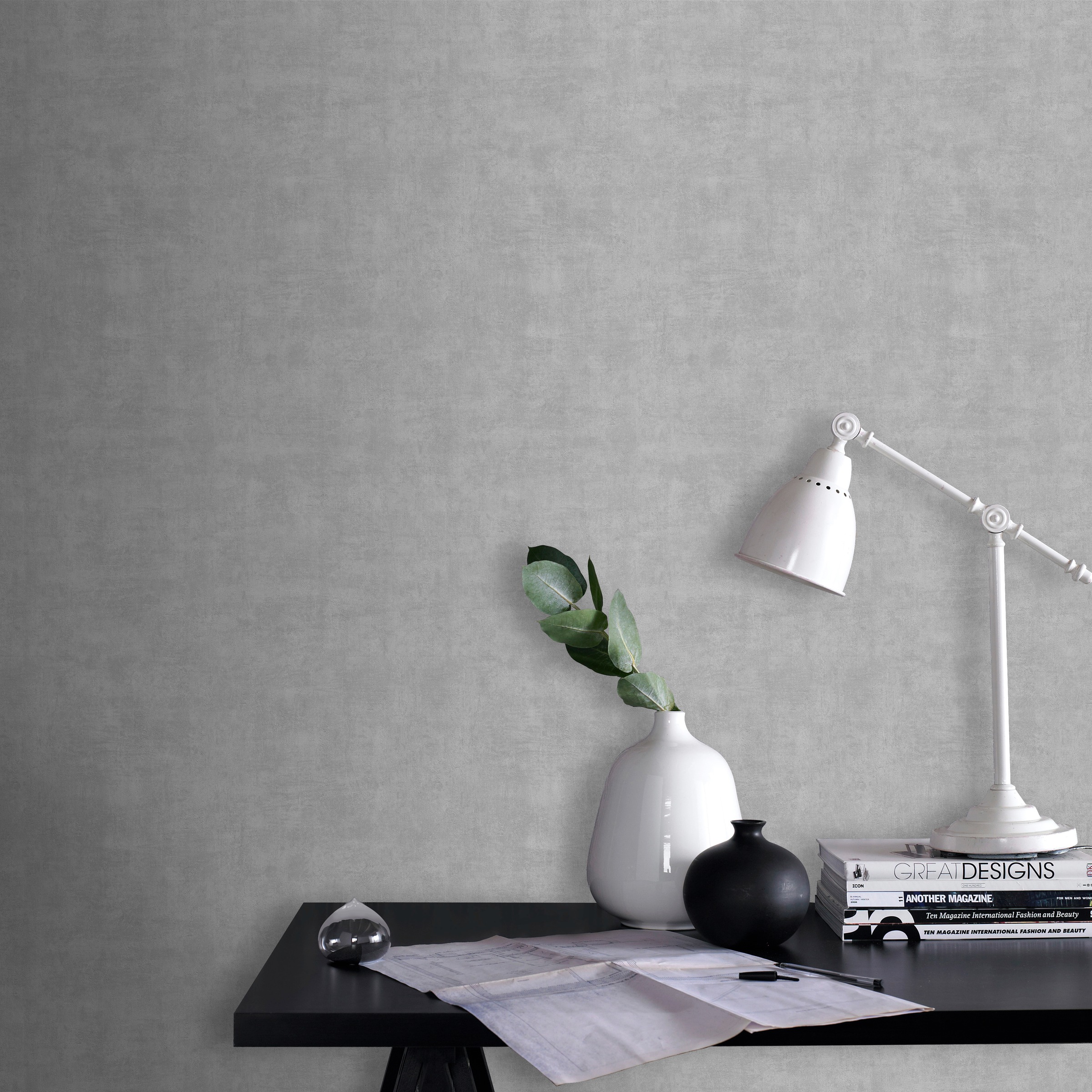 WOW Vliestapete »Beton Uni« Steinoptik geprägt Grau - 10m x 52cm günstig online kaufen