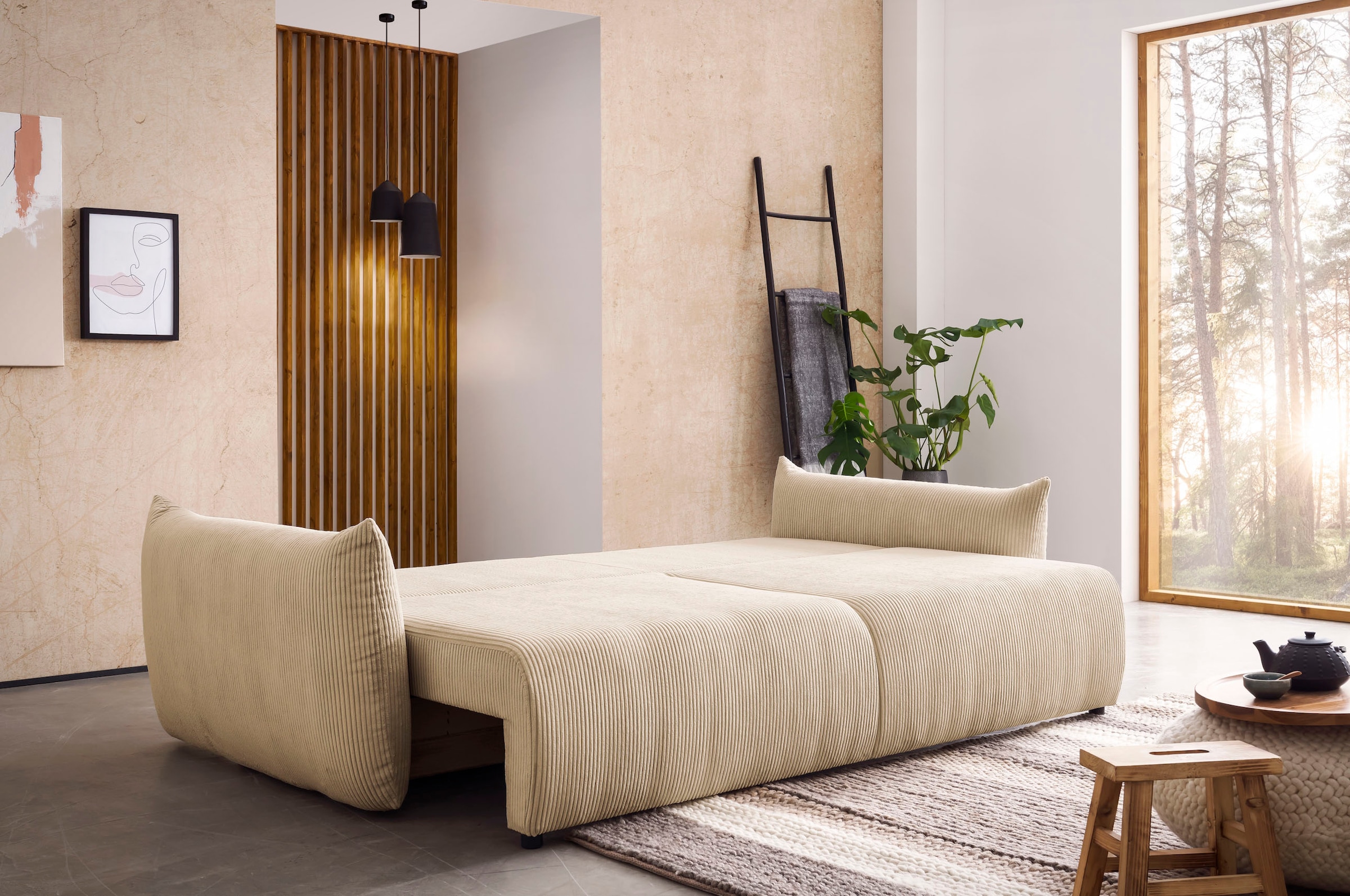 INOSIGN 3-Sitzer »MAVAS Schlafsofa mit Bettkasten«, ca.240/108cm (Liegefläche 212/145 cm), Cord, Chenille, Struktur