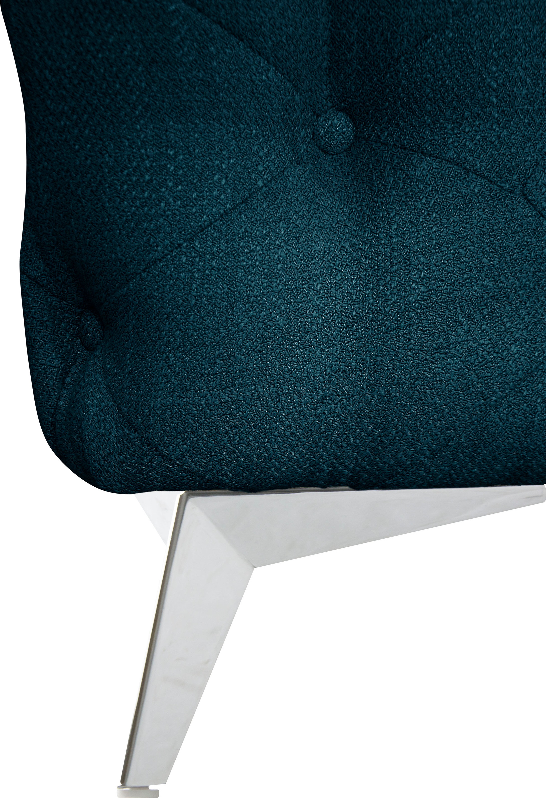 Leonique Chesterfield-Sofa »Ecksofa GLYNIS L-Form mit Wellenunterfederung, Maße B/T/H 323/264/75cm«, aufwändige Knopfheftung, moderne Chesterfield Optik, Fußfarbe wählbar