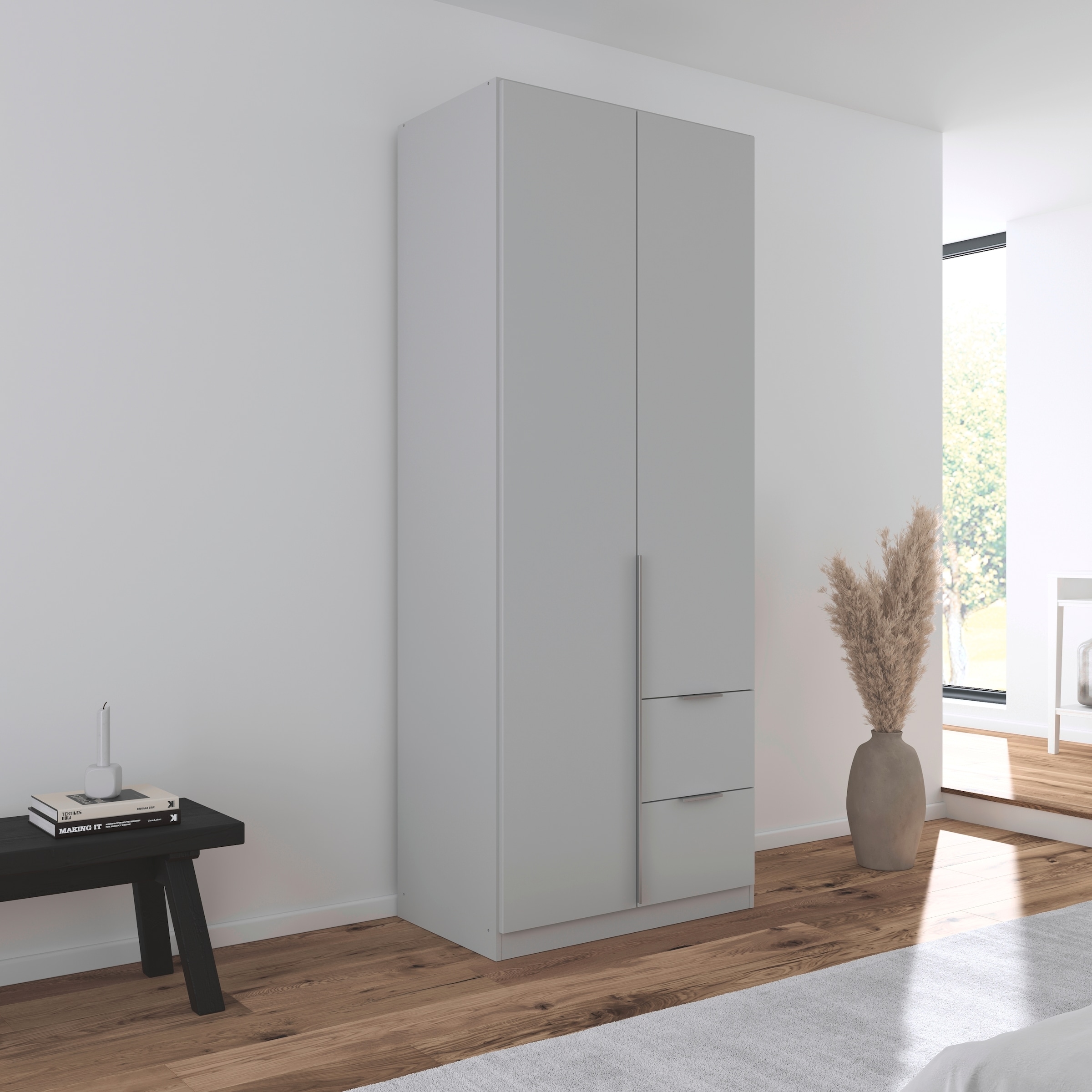 rauch Drehtürenschrank »Kleiderschrank Schrank Garderobe AGORDO mit Dekor- oder Hochglanzfront«, mit Außenschubkästen, in 6 Breiten und 2 Höhen MADE IN GERMANY